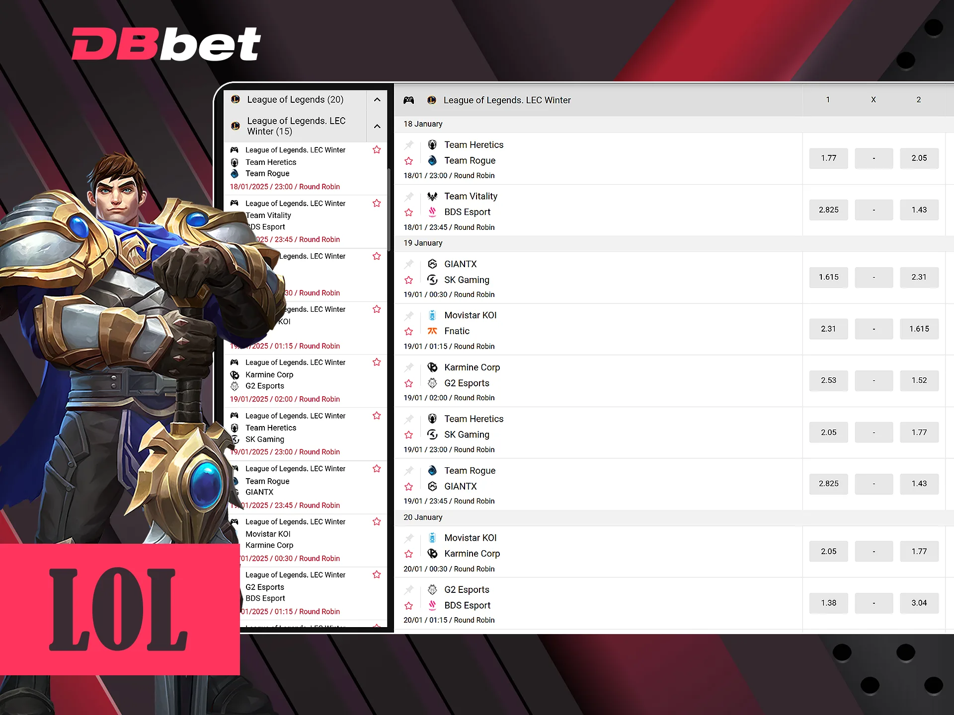 Bet on exciting League of Legends matches at DBbet.