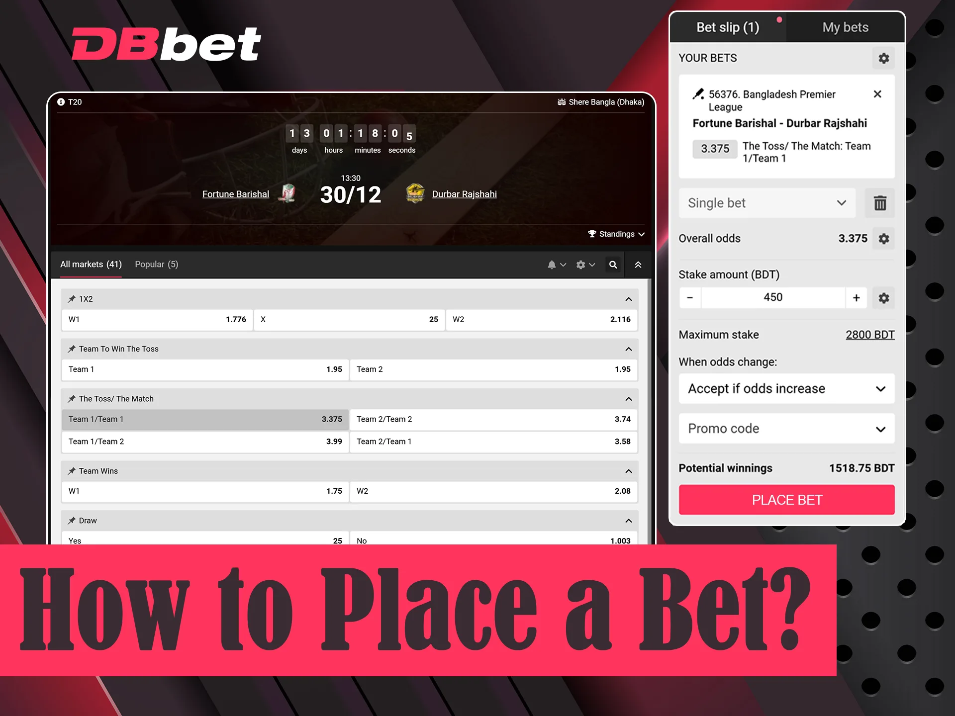 It's easy to place bets at DBbet.