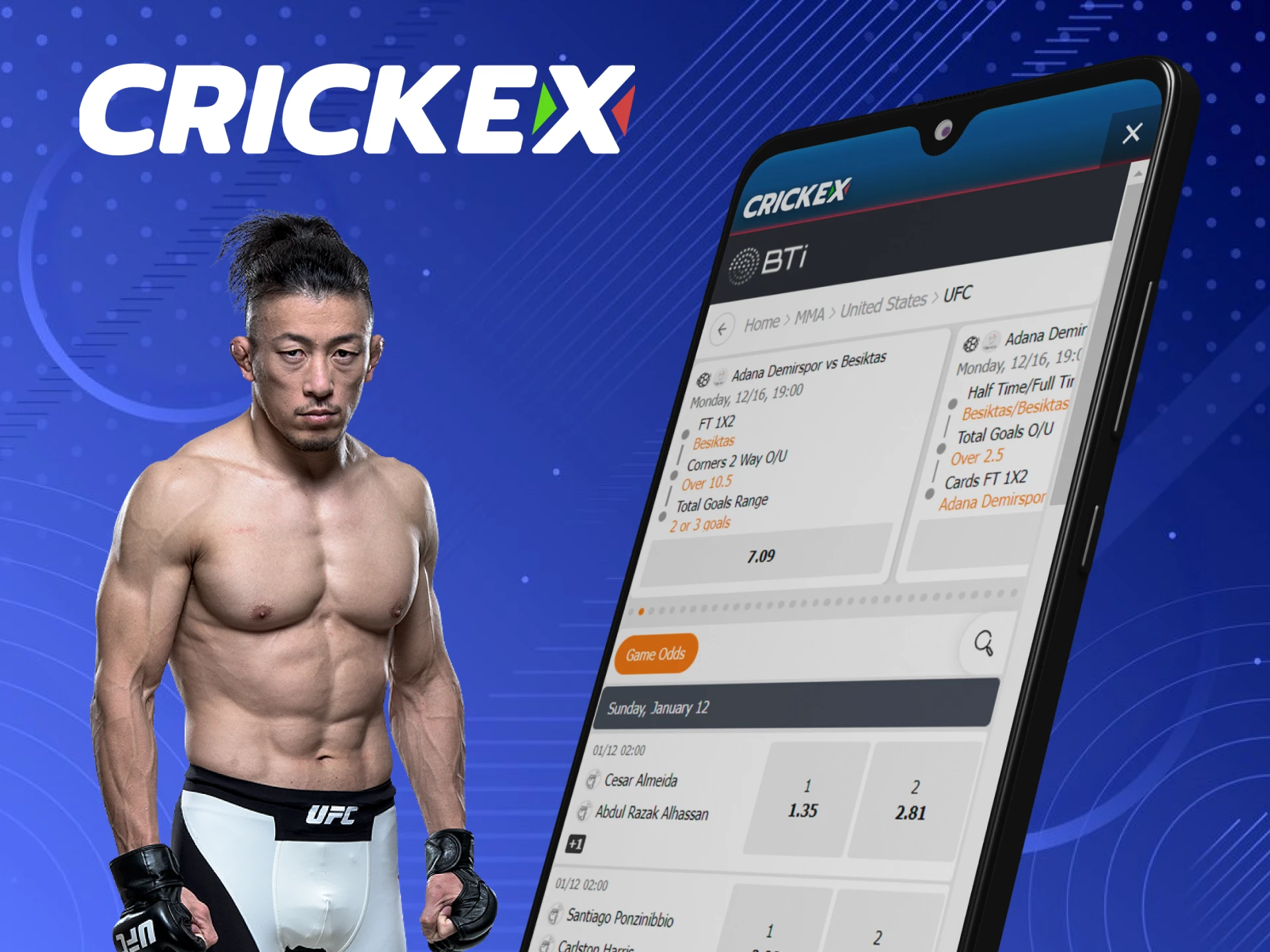 Predict UFC winner and place your bet at Crickex.