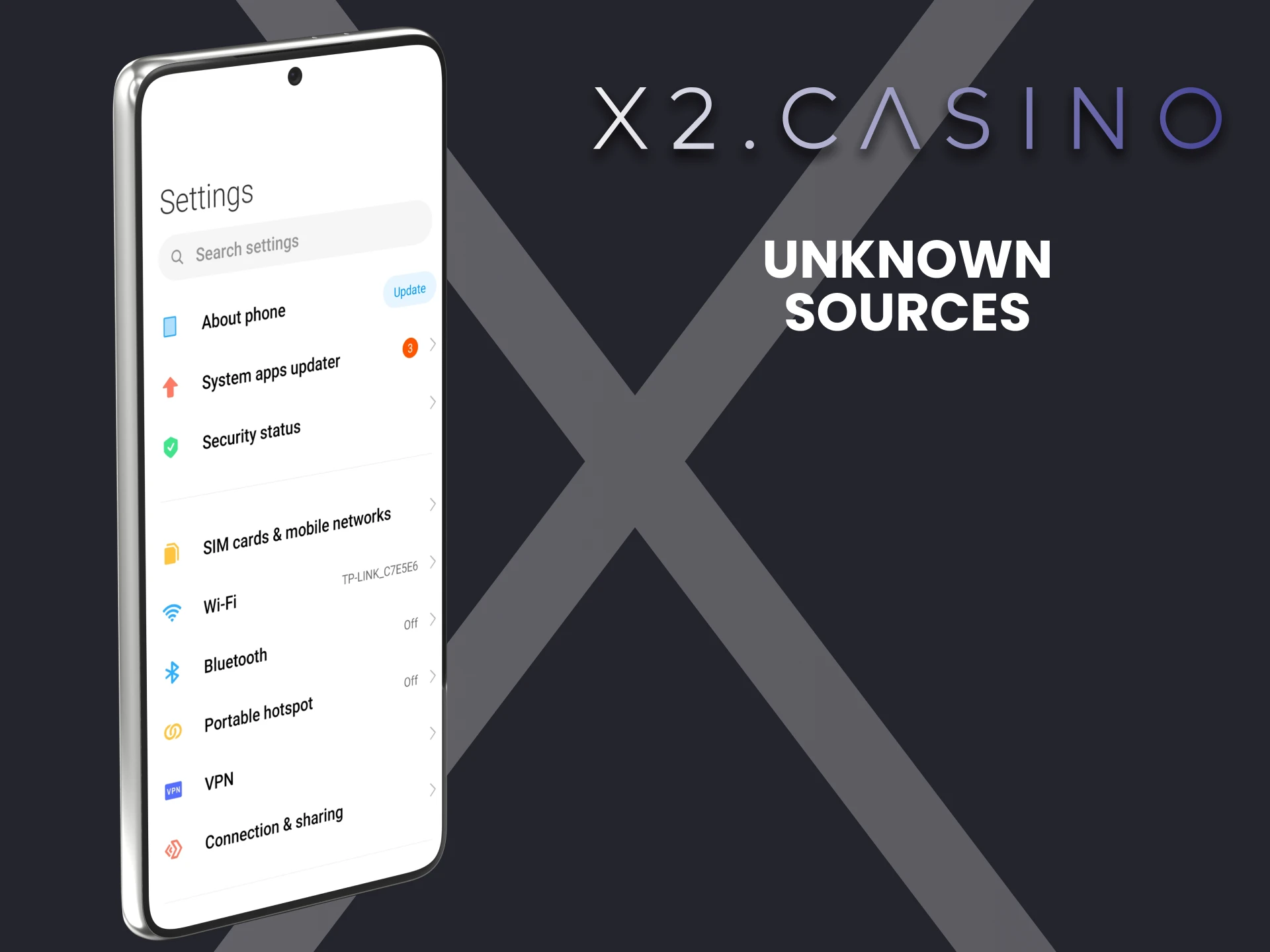 Go to your phone settings to install the x2casino app on Android.