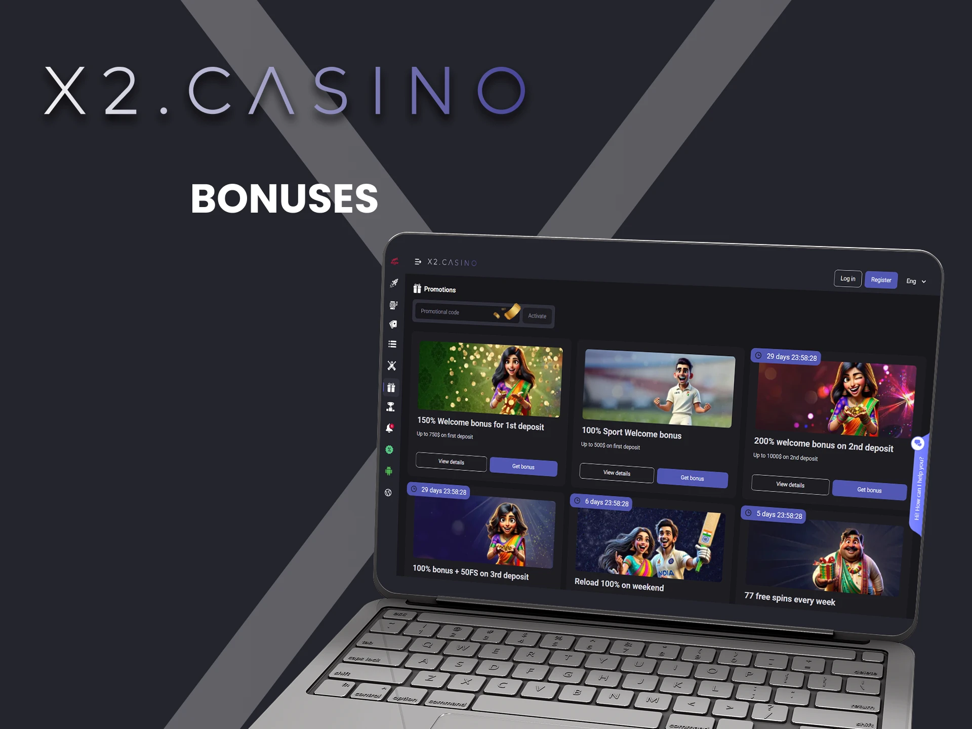 Get bonuses on the x2casino website.