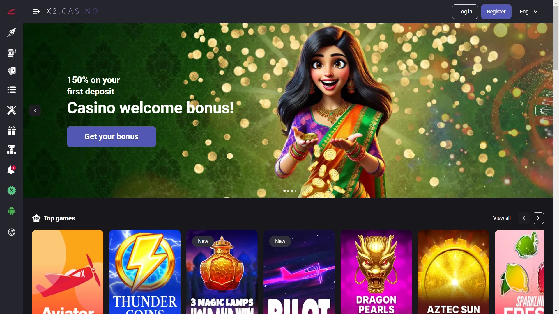 Visit the x2casino main page to register.