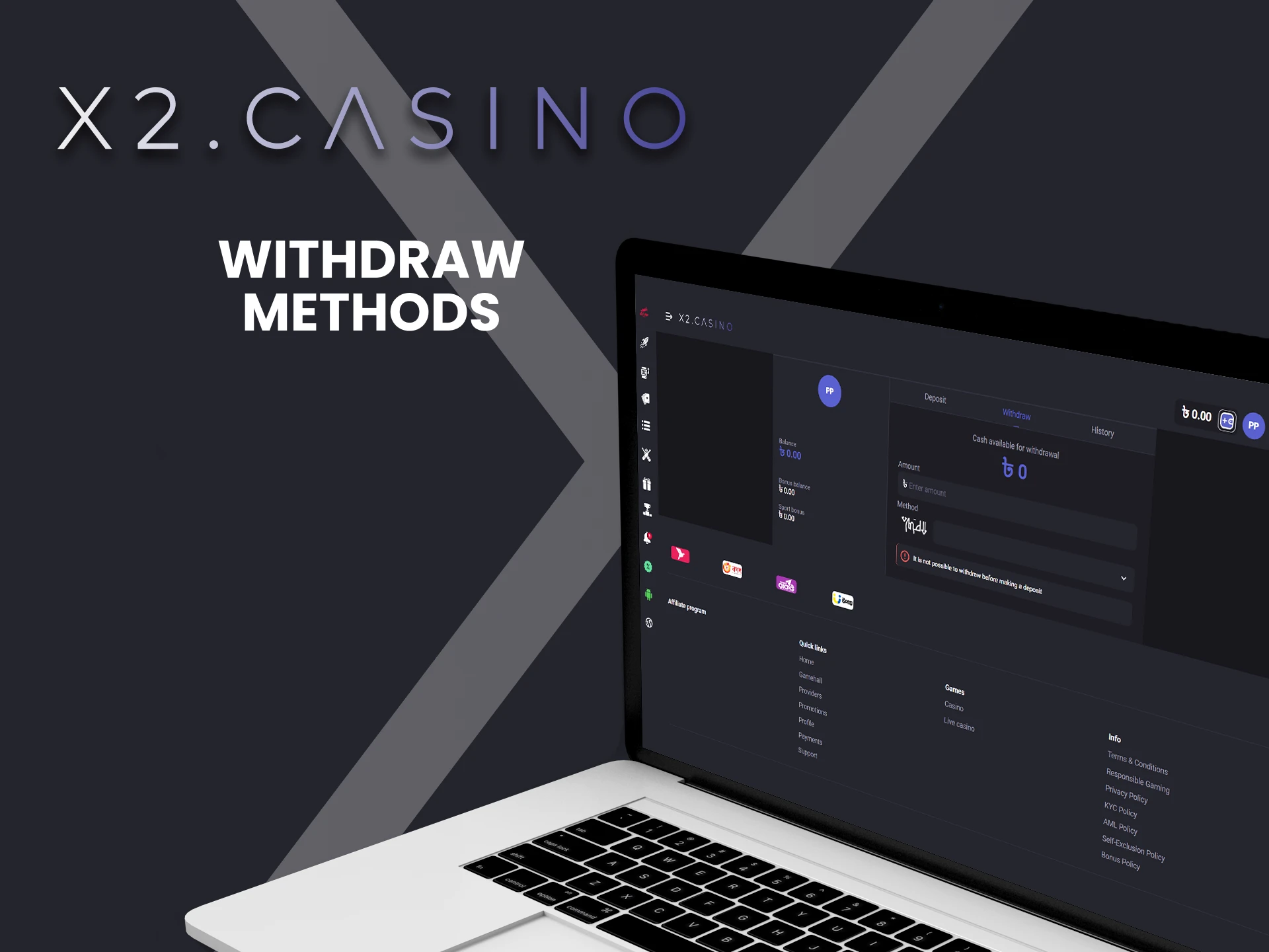 We will tell you about withdrawing funds from x2casino.