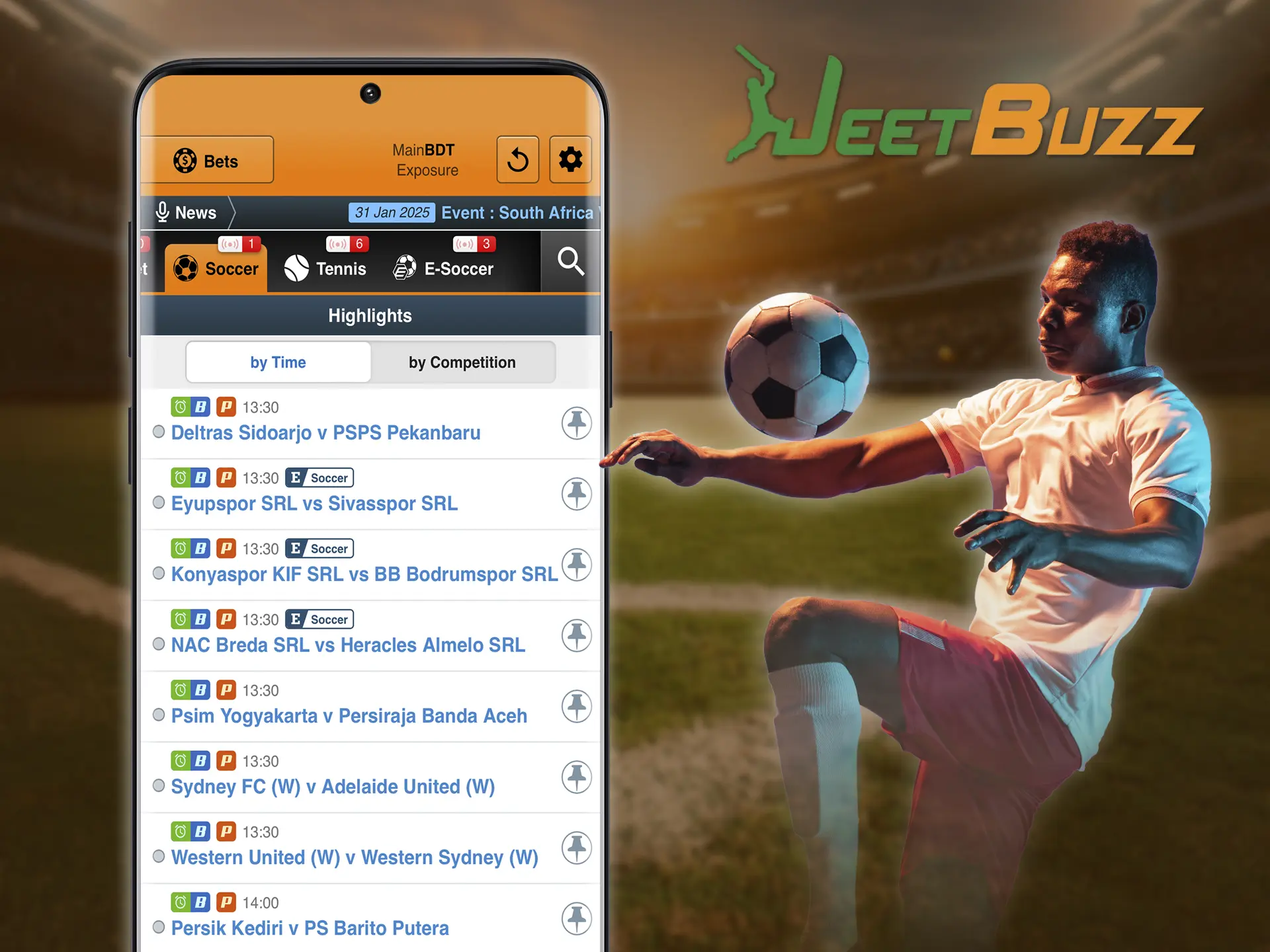 Try your hand at the world's most energetic sport and bet on the best matches online on the JeetBuzz app.