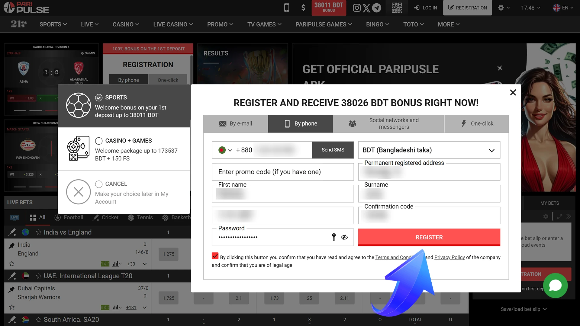 Make sure that the data does not violate PariPulse rules and complete the account creation process.