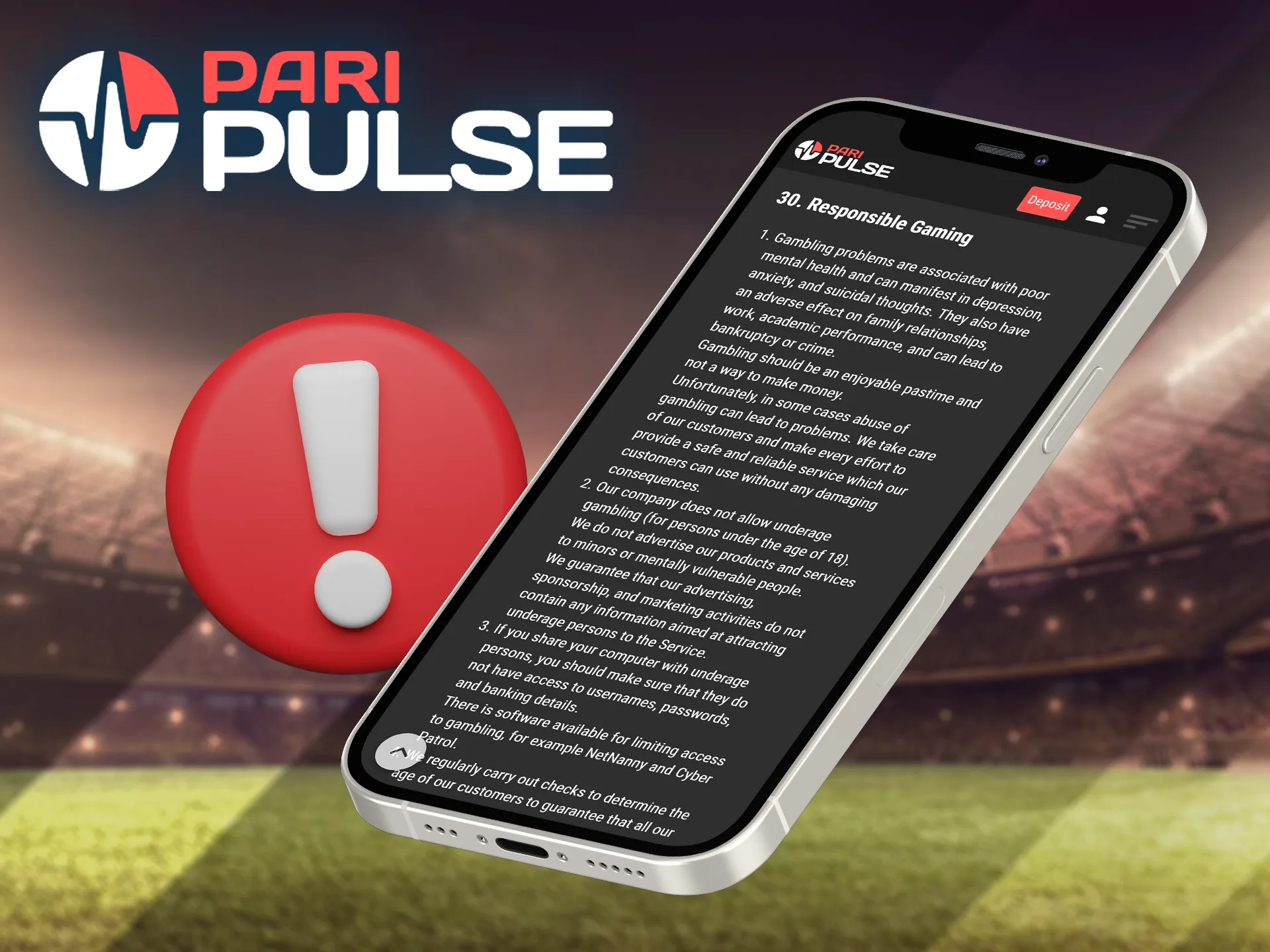 PariPulse helps users to control themselves, allows them to play only from the age of 18, as well as control betting costs.