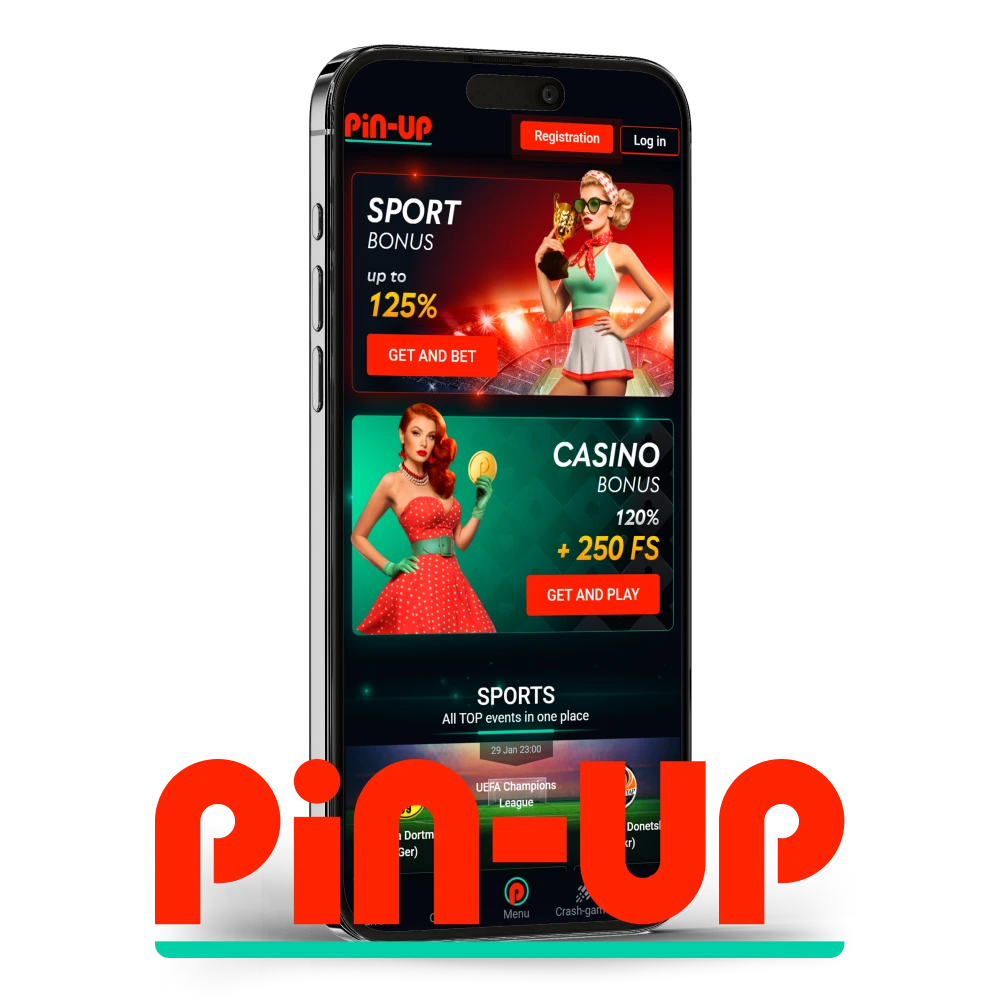 Use the Pin Up mobile app wherever you are.