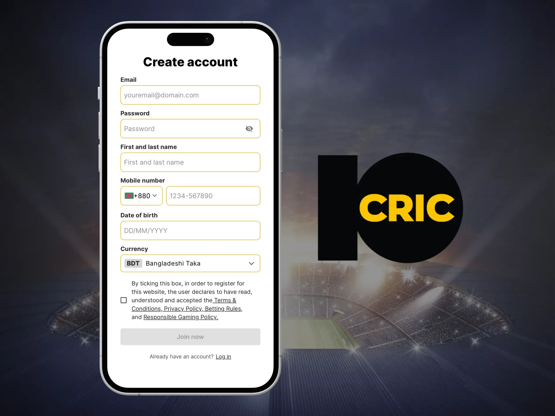 Complete a simple registration with 10Cric which is available in just a few clicks.