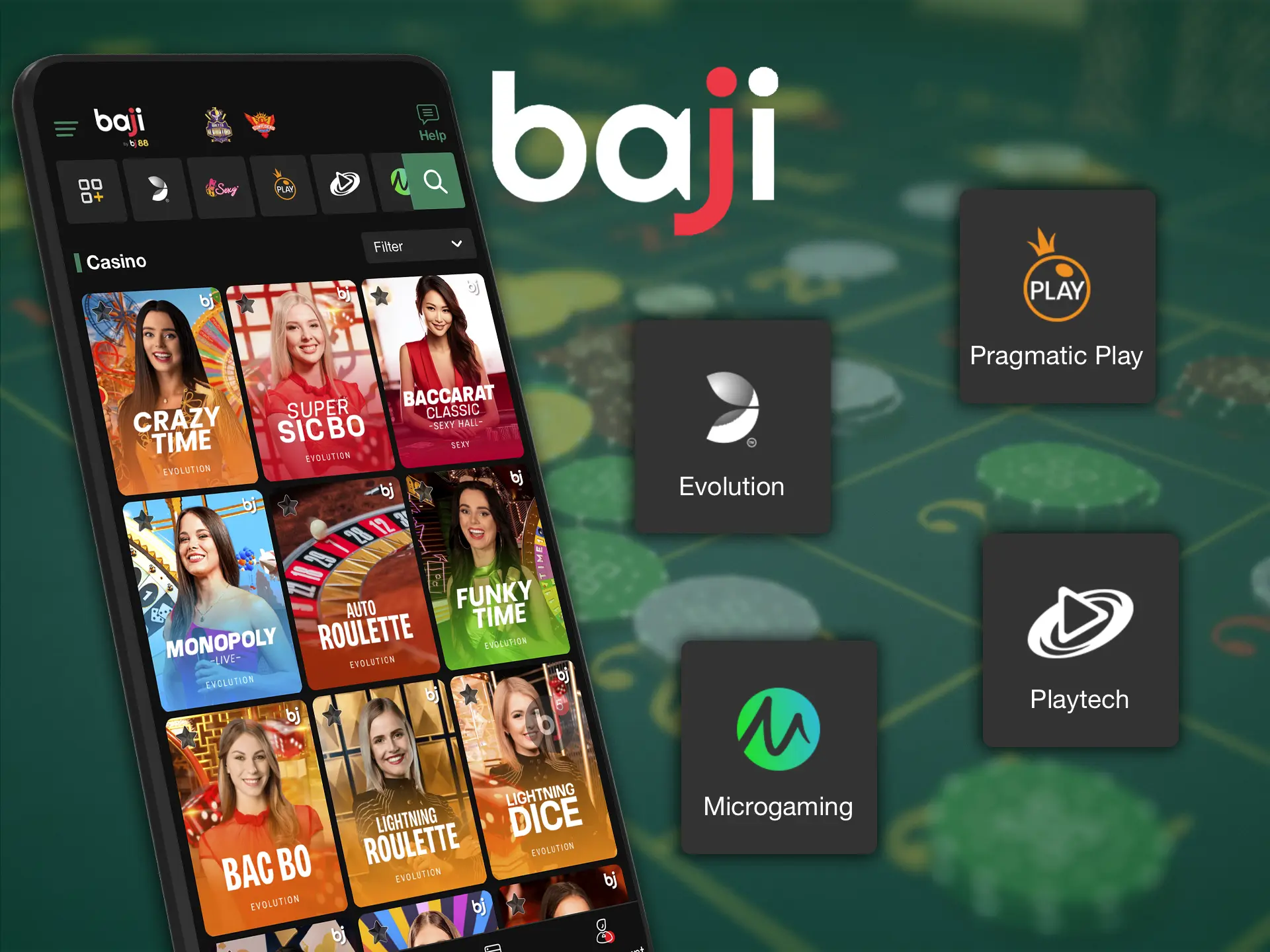 Get access to the gambling section after installing the Baji app on your smartphone.