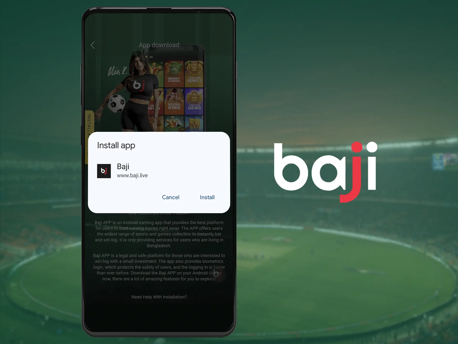 Find the previously downloaded file in the file manager and start the process of saving the Baji mobile app to the smartphone memory.