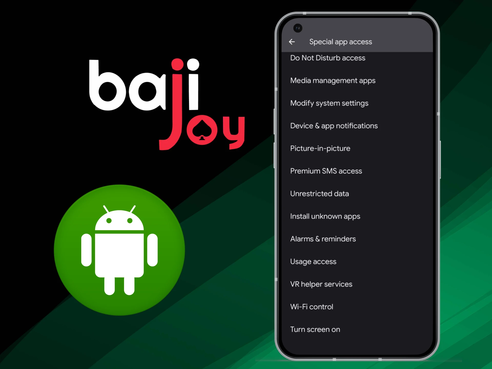 Allow installation of unknown apps to install the Bajijoy app.