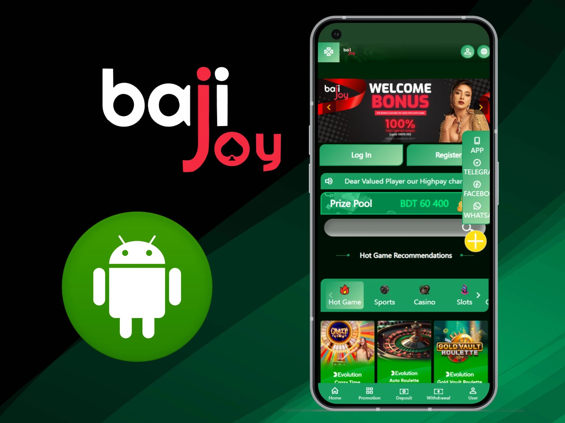 Open the Bajijoy website to get the apk file.