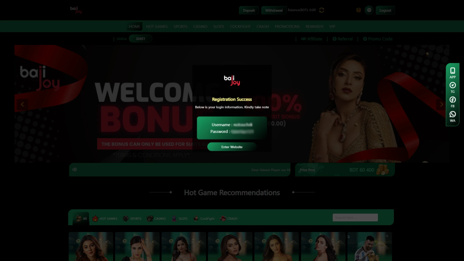 Confirm your Bajijoy account creation and enter the website.