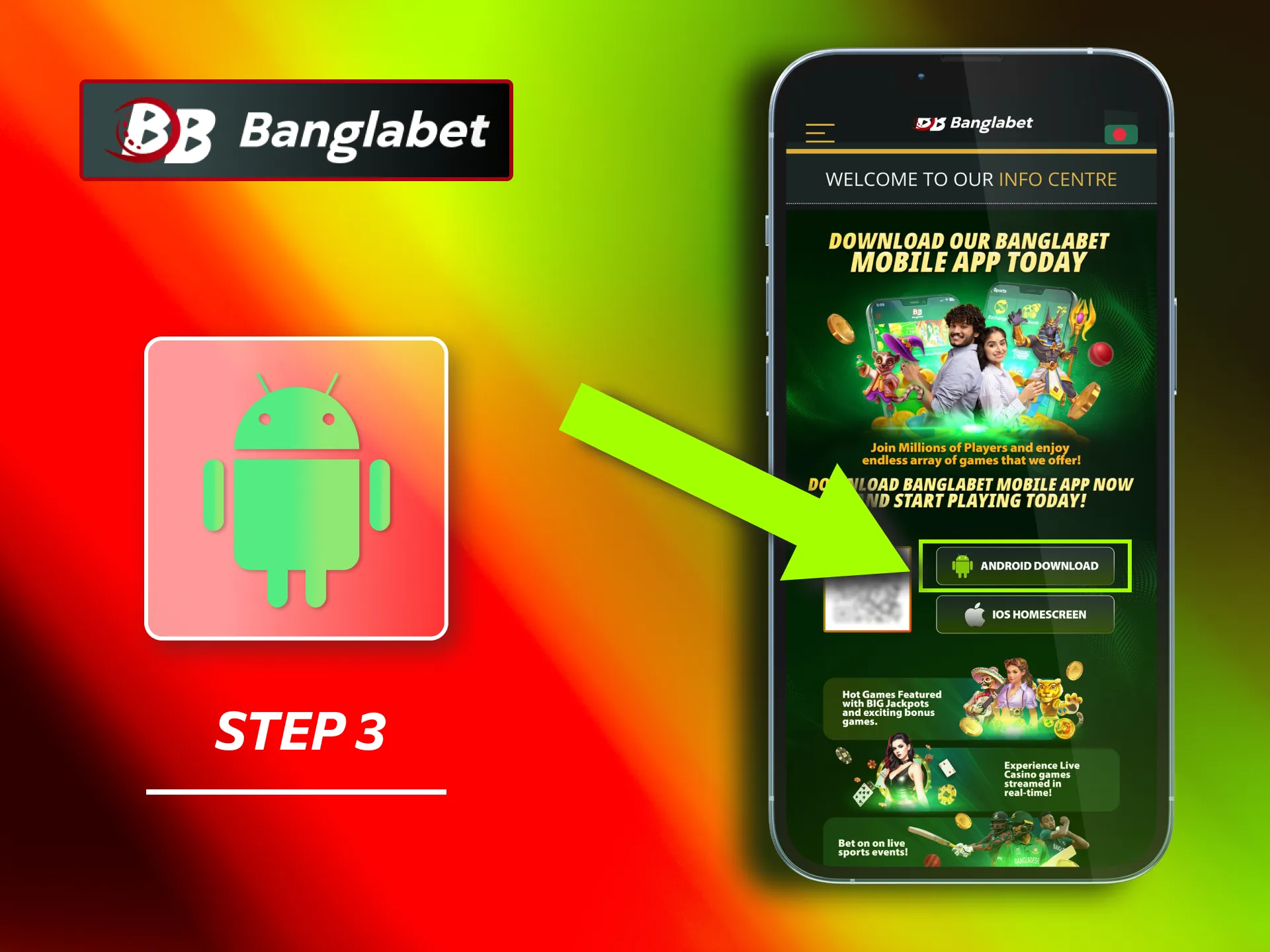 Begin downloading the APK file by clicking 'Download' on Banglabet.