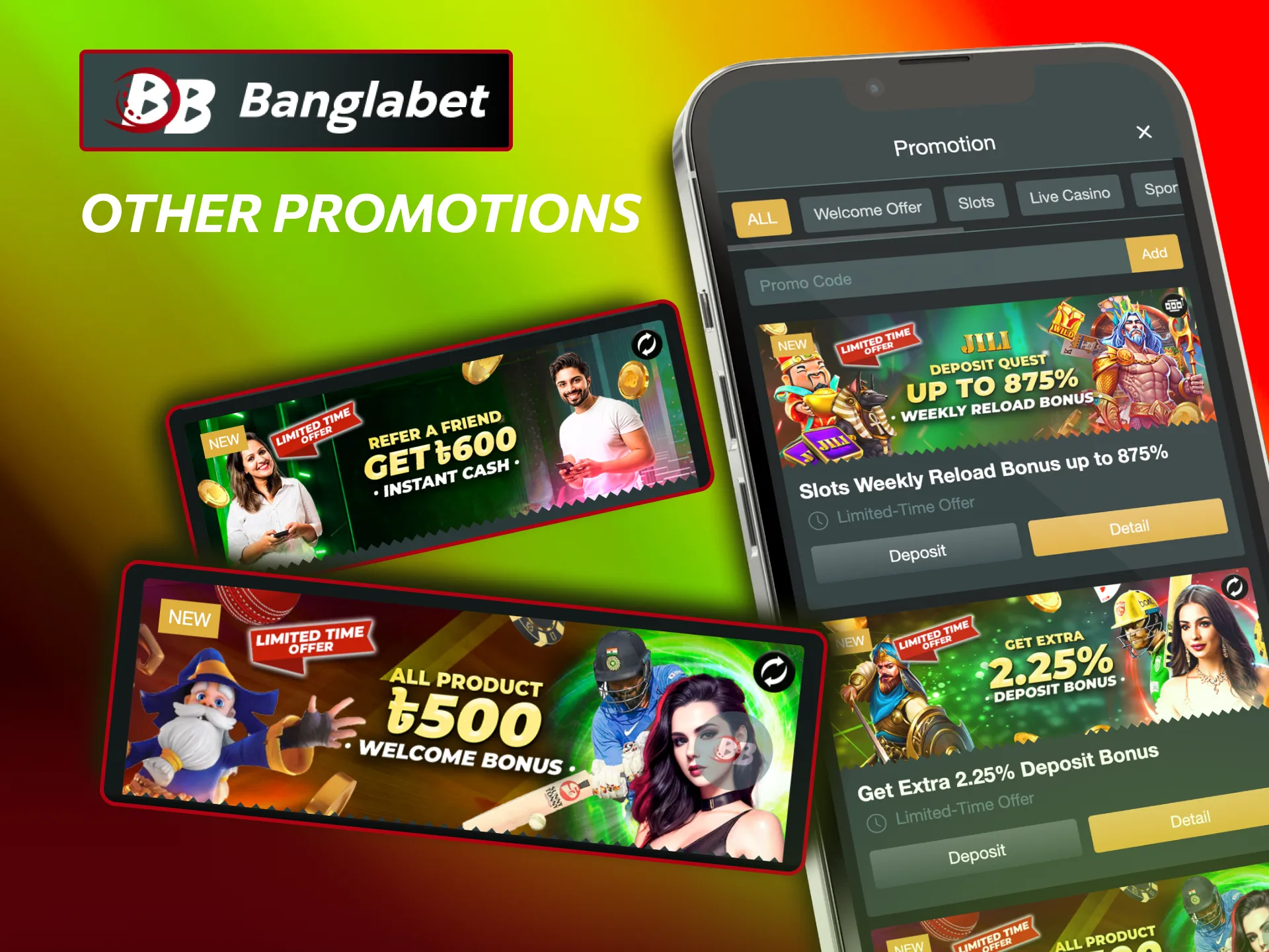 Claim your bonuses and promotions on Banglabet and enhance your gaming experience.