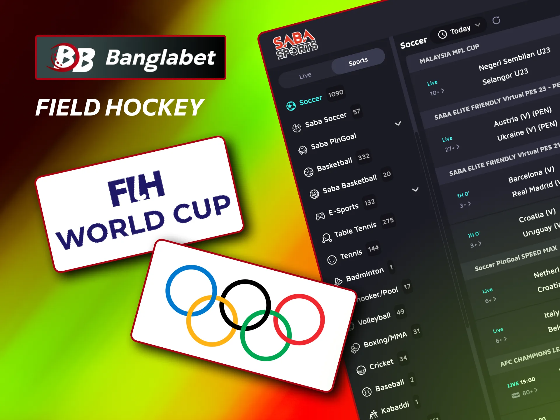 Field hockey betting on major tournaments and the Olympics at  casino Banglabet.