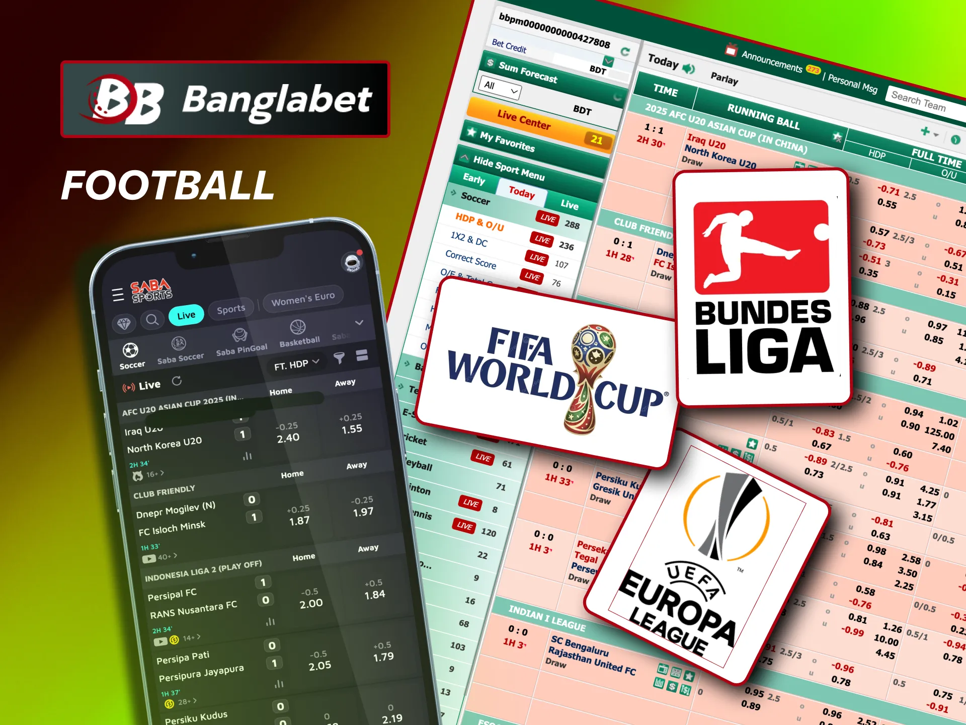 Enjoy betting on football leagues and international matches with Banglabet.