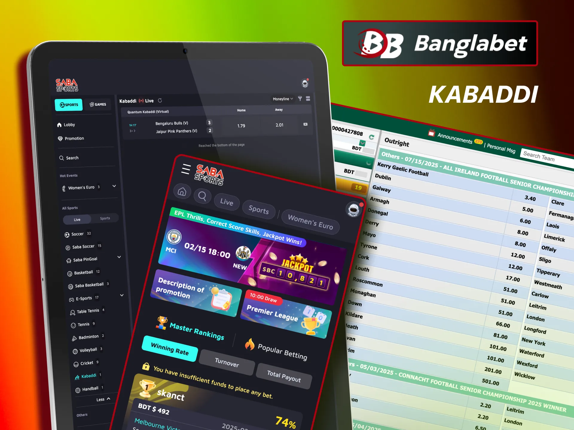 Bet on local and international Kabaddi games with Banglabet.