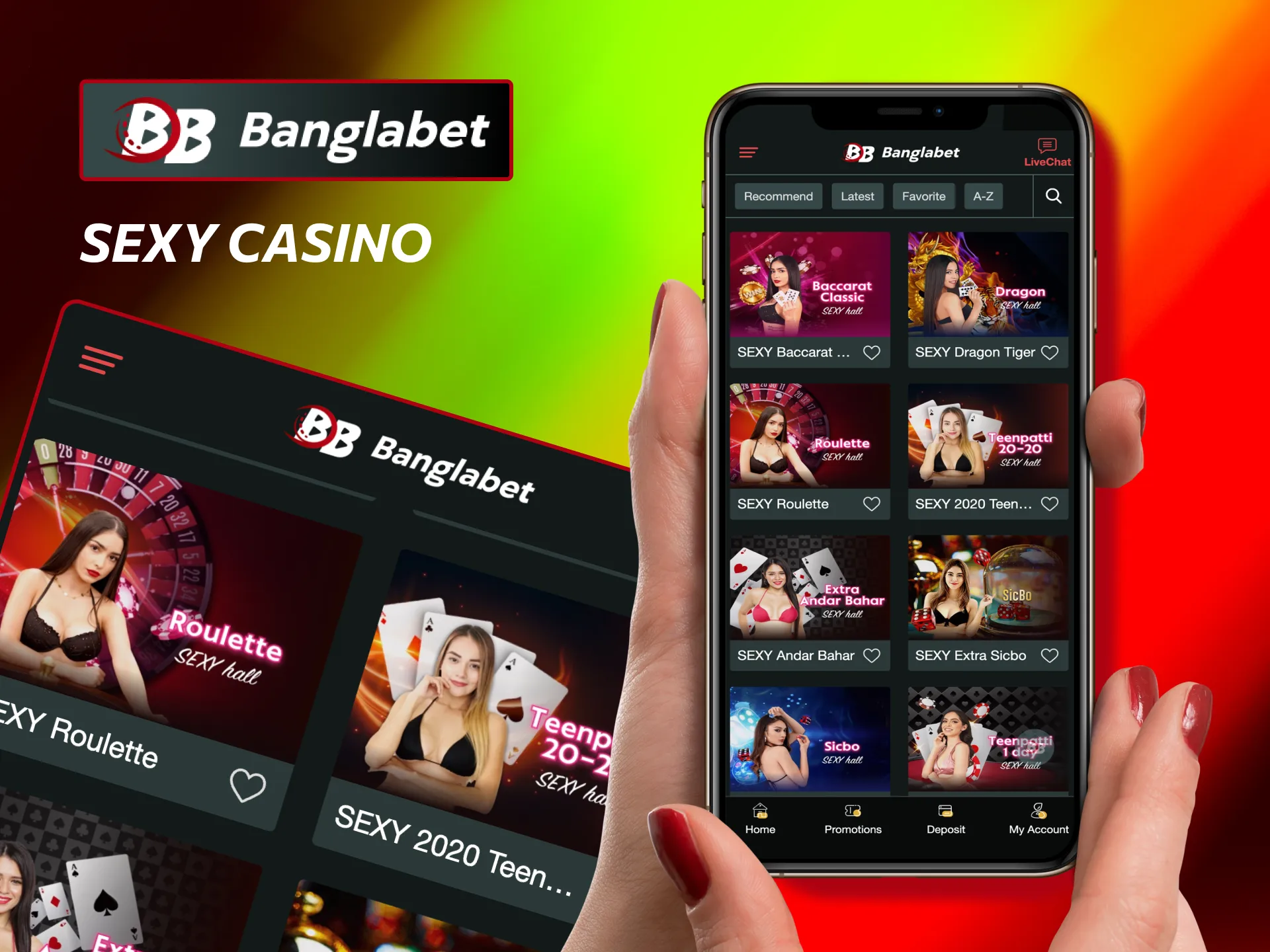 Experience blackjack, roulette, and more at Banglabet's Sexy Casino.