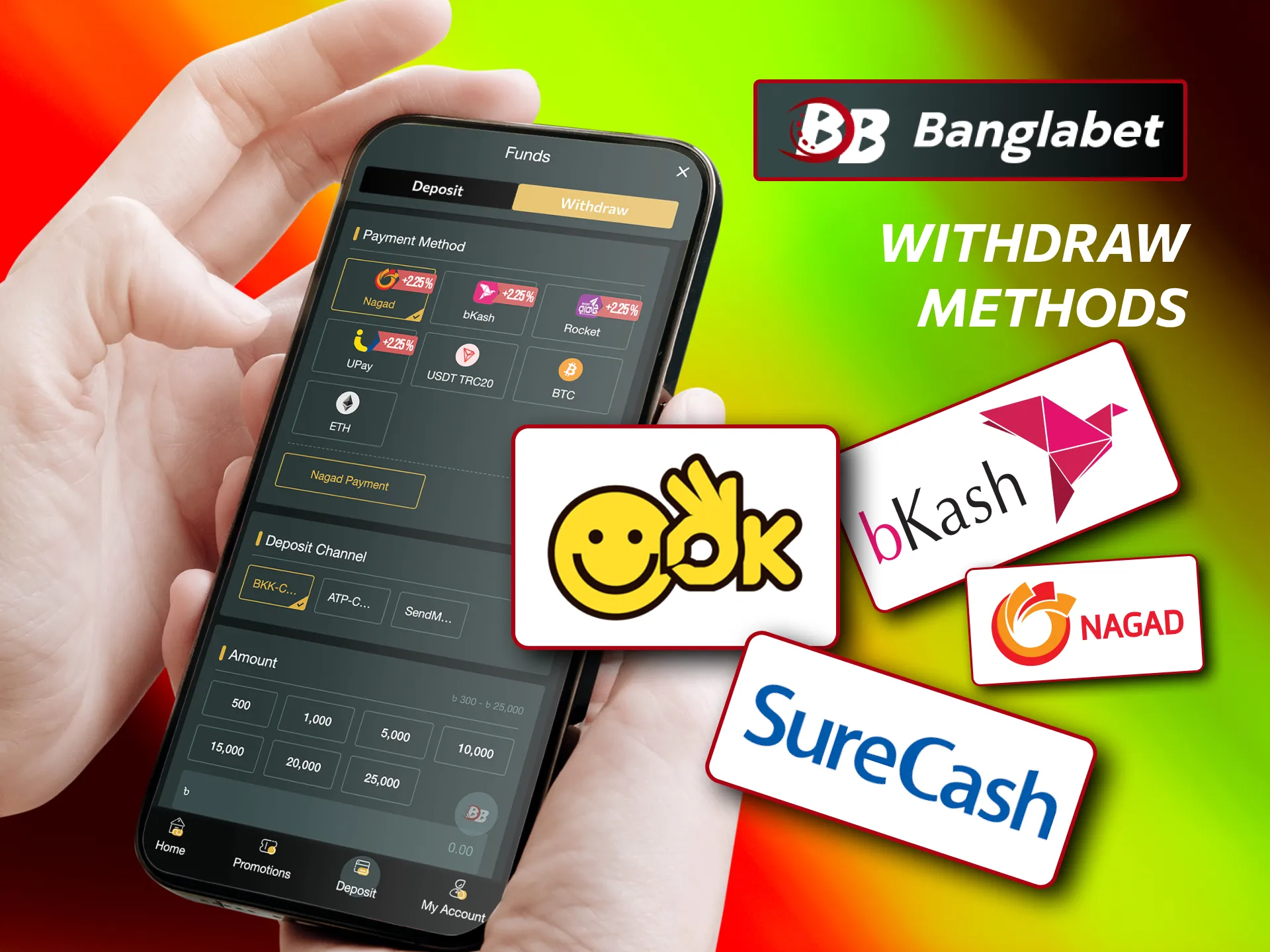 Quick withdrawals at Banglabet via Bank, bKash, Rocket, Nagad.