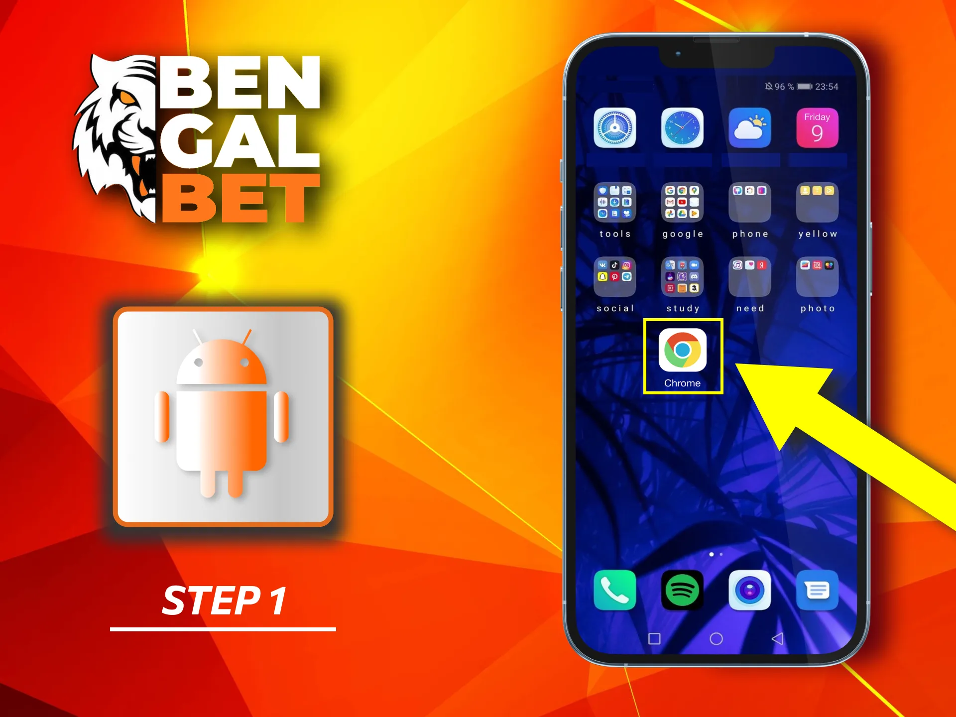 Open the web browser on your Android device and head to Bengalbet.