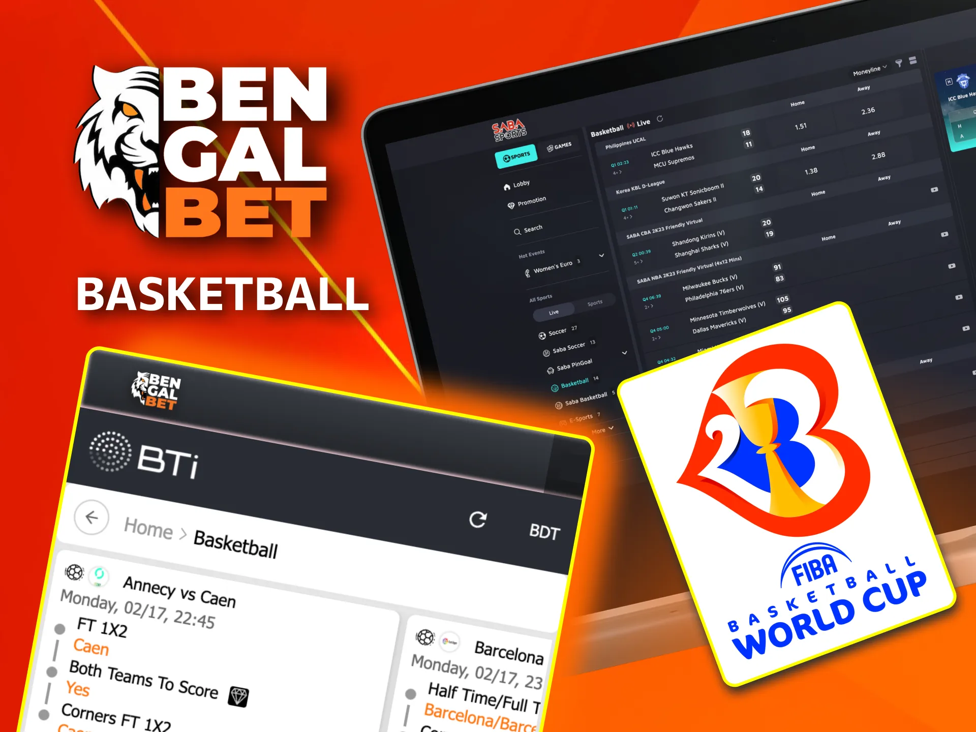 Basketball betting on Bengalbet includes NBA, EuroLeague, and NCAA games.