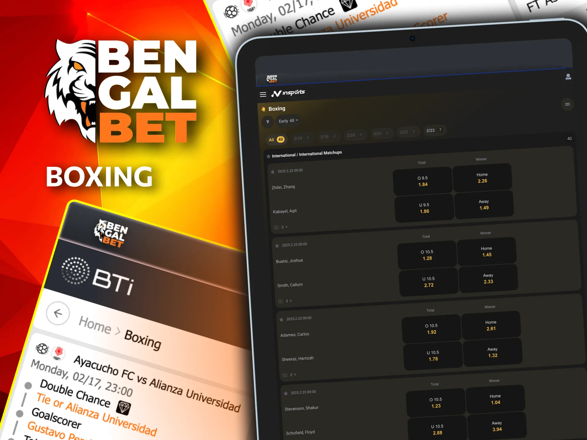 Bengalbet offers betting on boxing matches, including various weight categories.