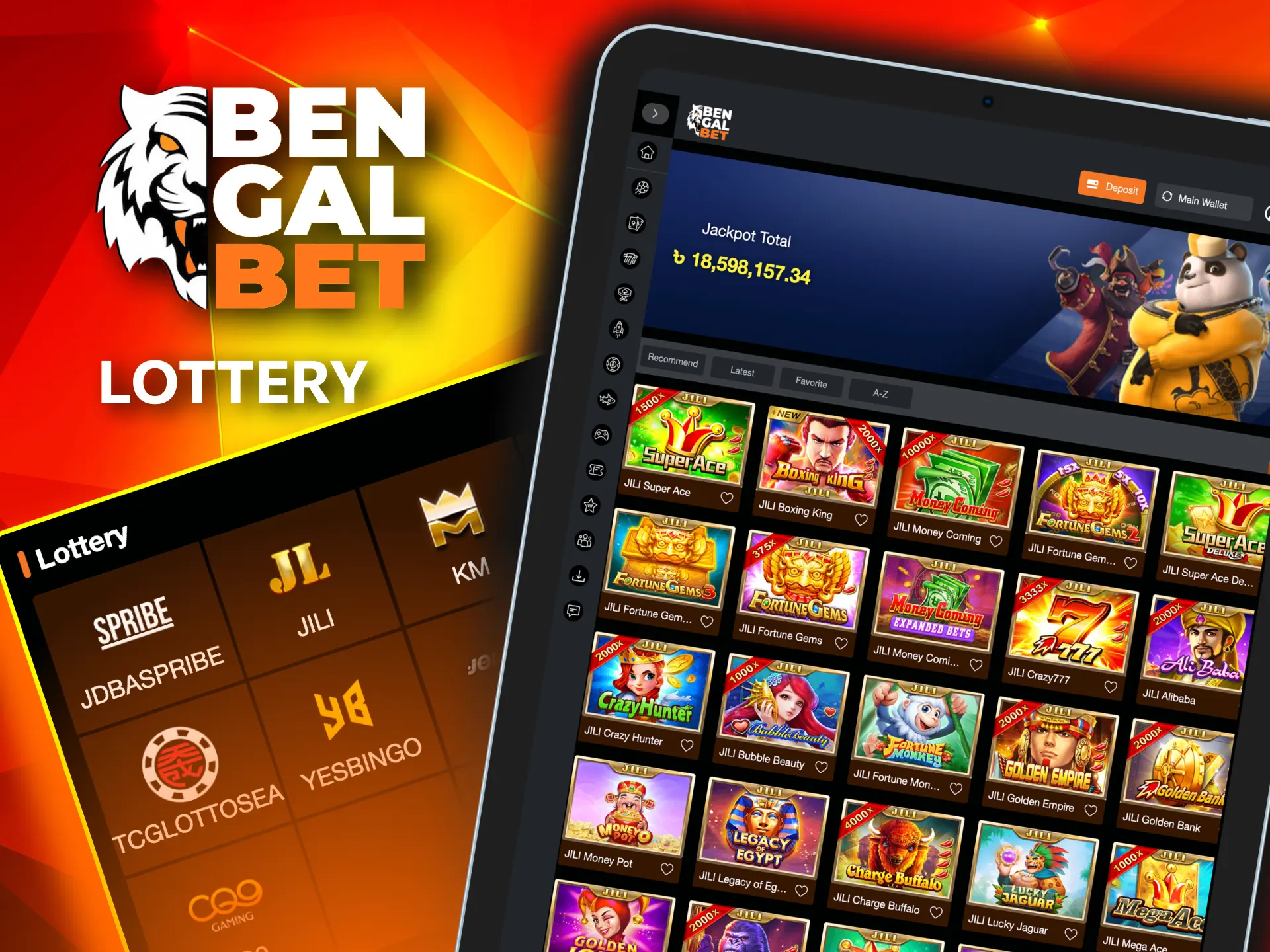 Bengalbet features several lottery games with different rules and payouts.