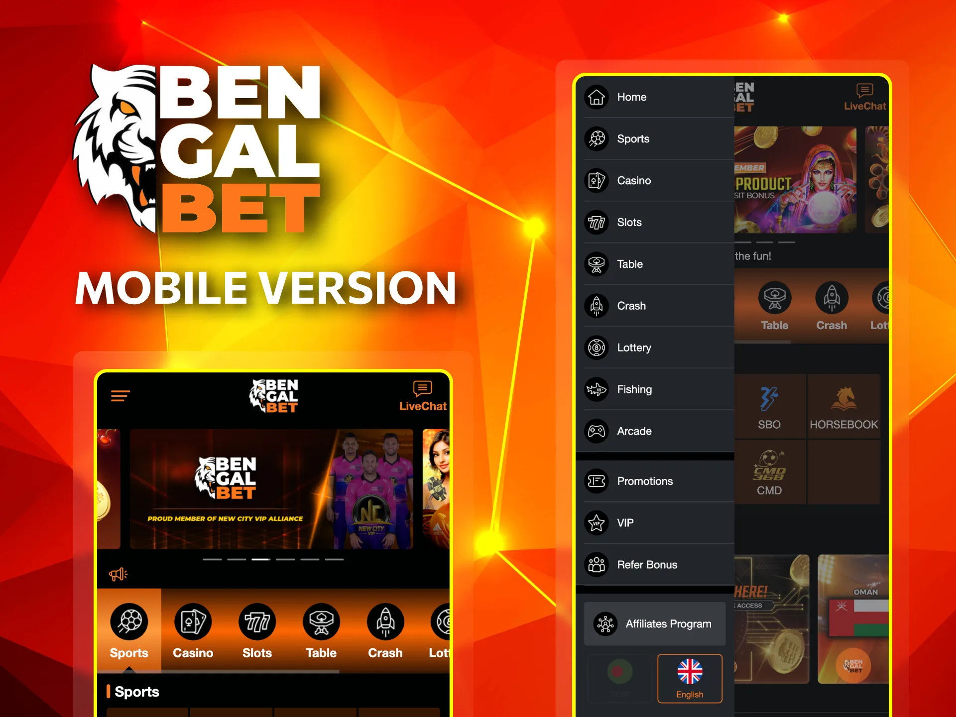 Enjoy a smooth experience on Bengalbet's mobile version, designed for smaller screens.