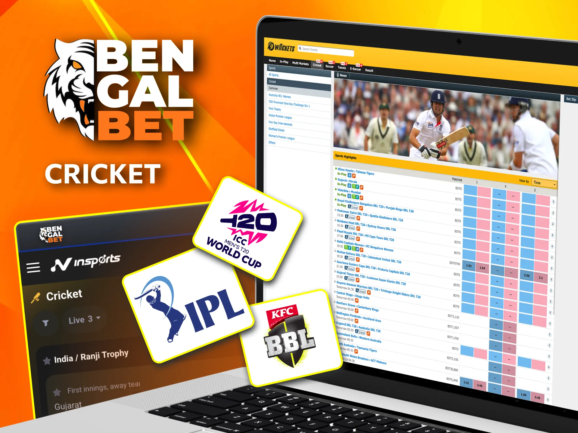 Bengalbet offers year-round cricket betting, covering major international and domestic events.