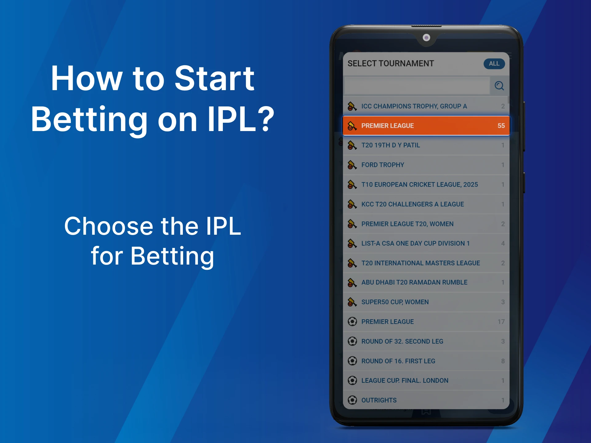 Find the IPL events in the sports section.