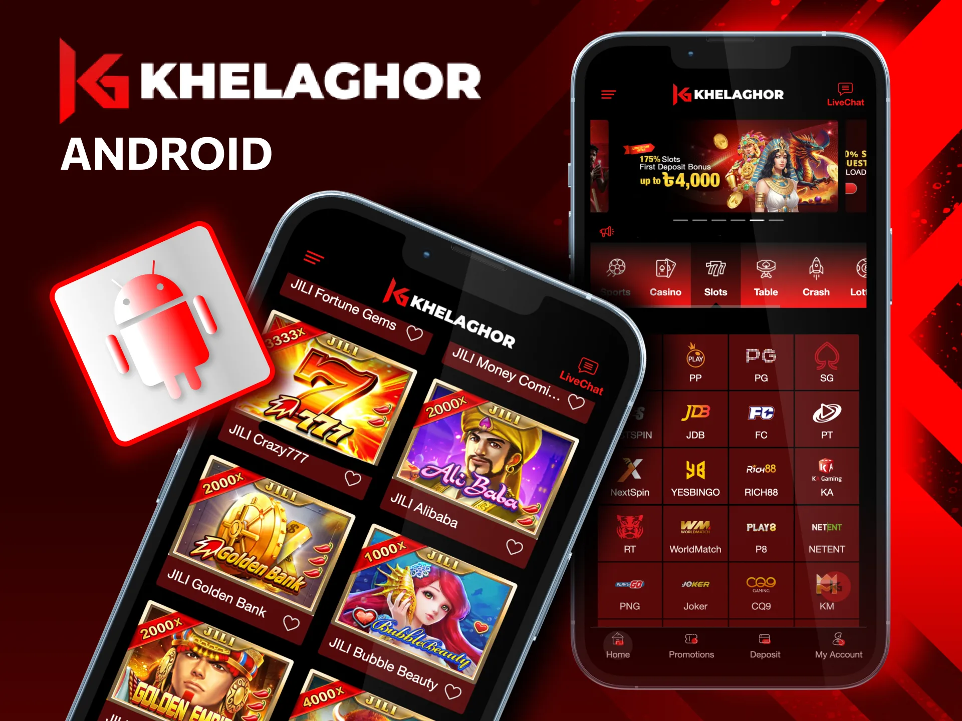 Download the Khelaghor APK file from the website's left pop-up menu and install the app on your device.