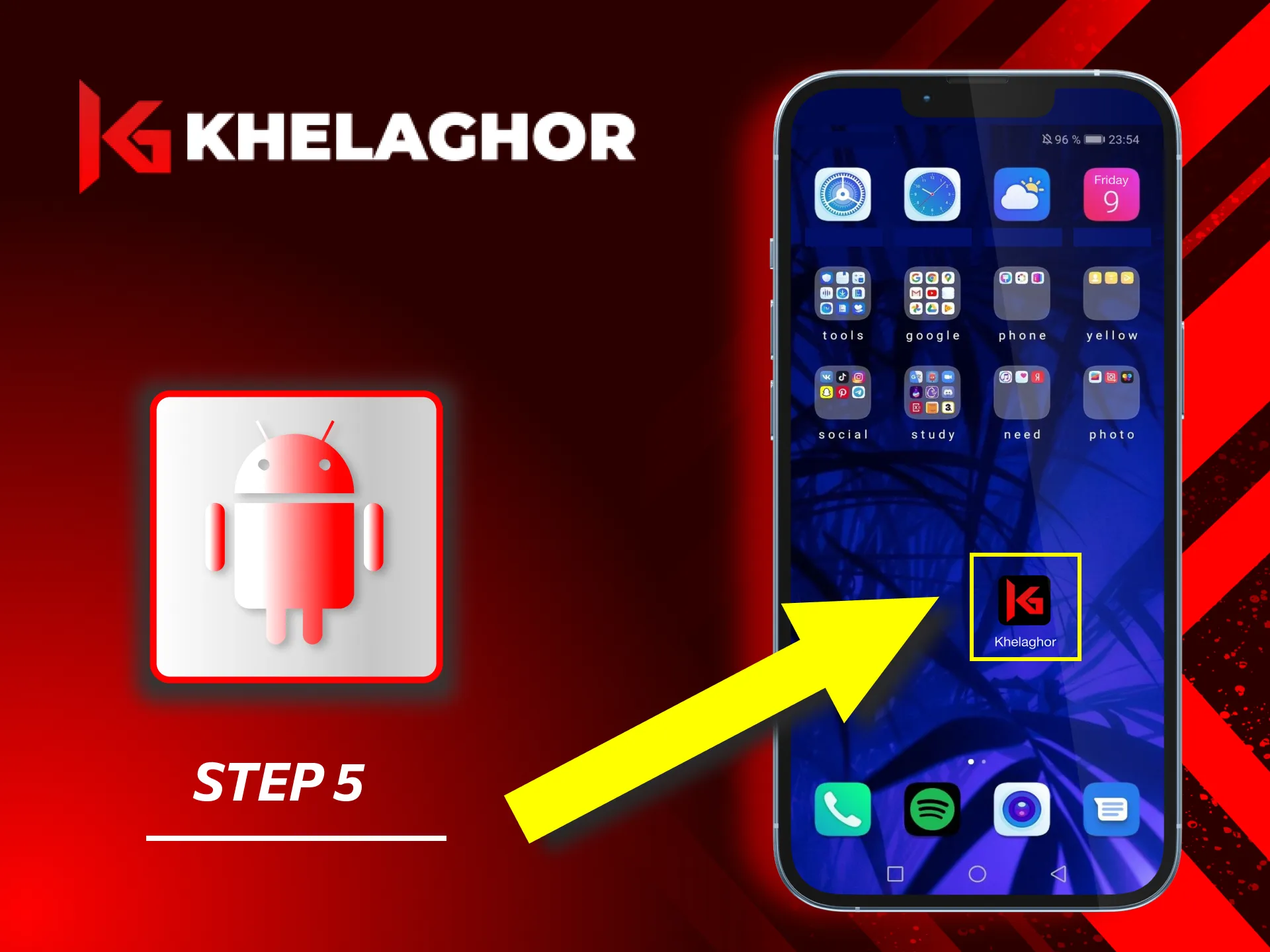 Open the Khelaghor app after installation and log in.