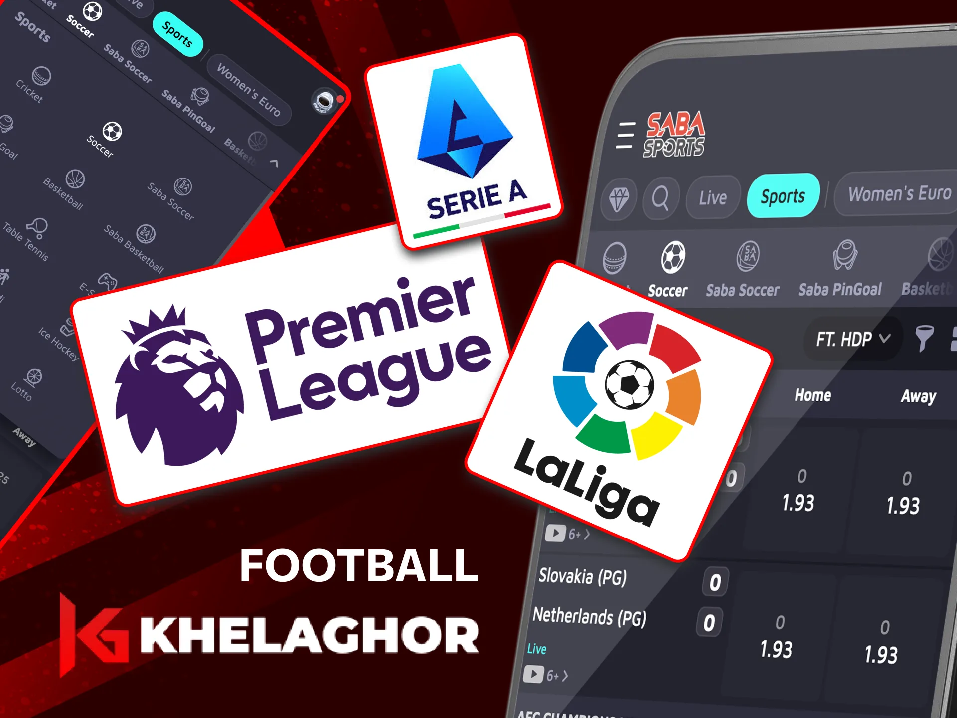 Khelaghor offers various betting options for football, including top leagues and international tournaments.