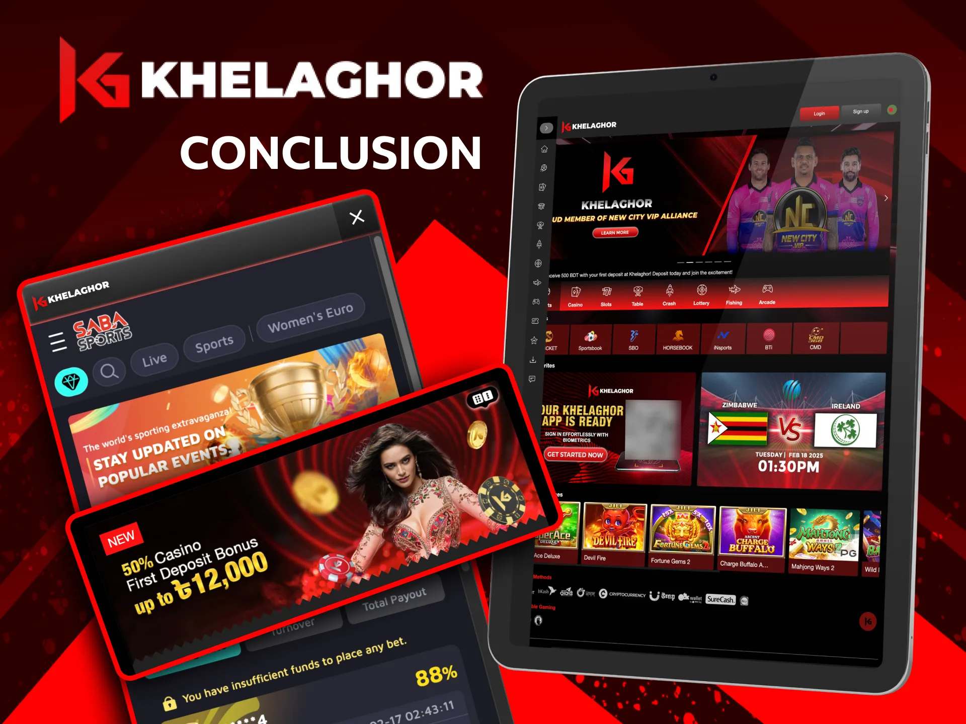 Khelaghor offers a wide selection of sports and casino games, with convenient payment methods and quick withdrawals.