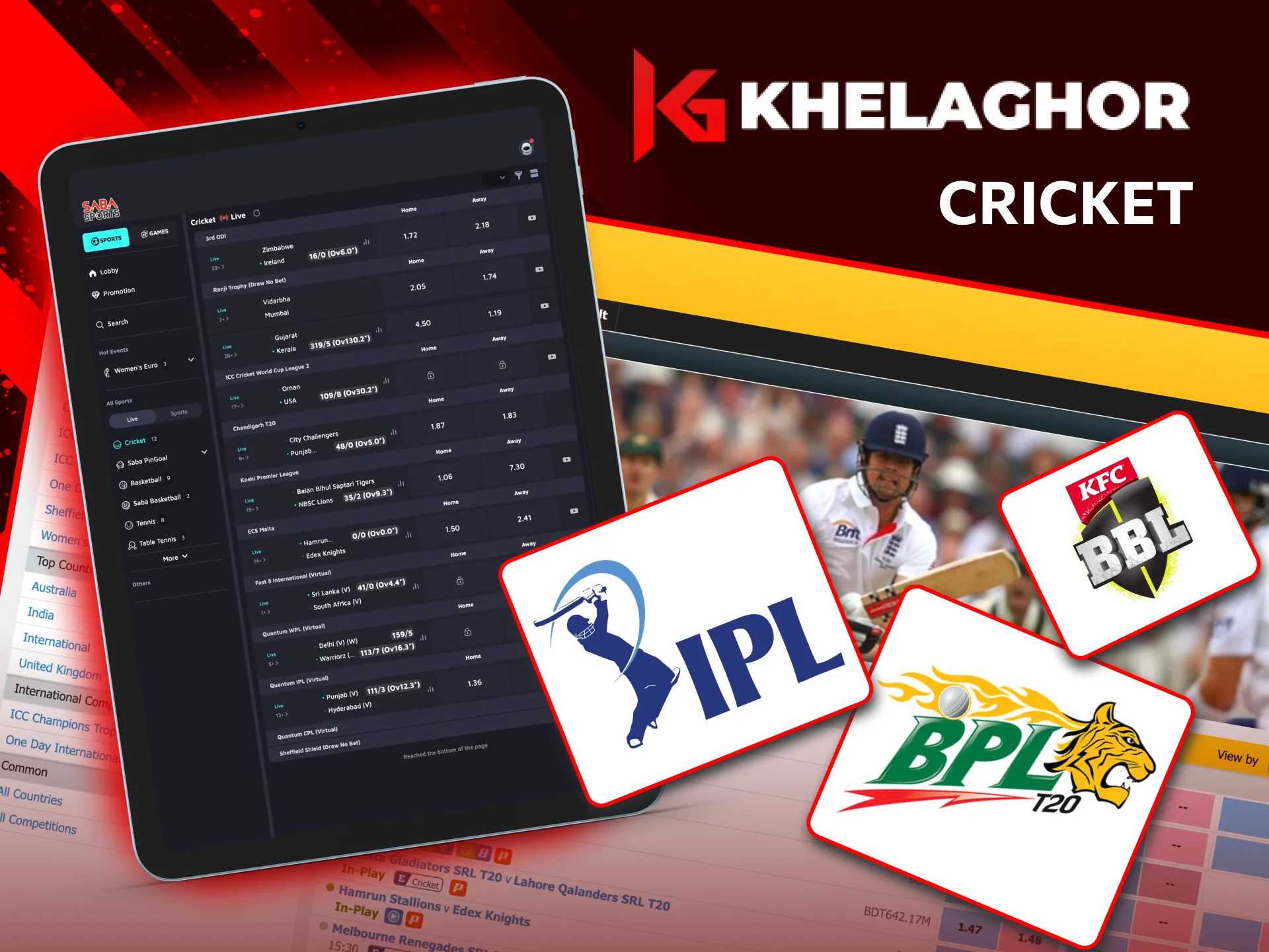 Khelaghor offers betting on popular cricket events in Bangladesh and South Asia.