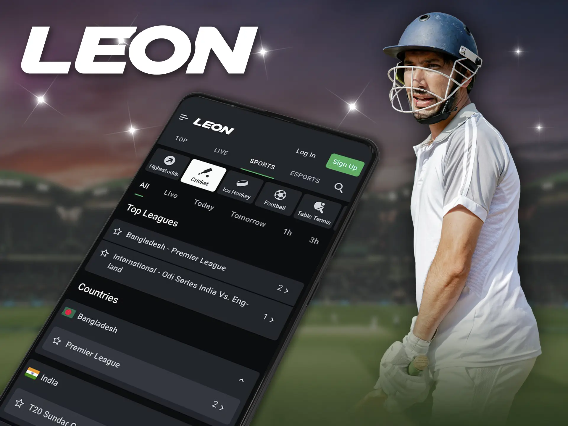 This is the most popular sport in South Asia, fans from Bangladesh have the opportunity to make money betting at Leon Bet.