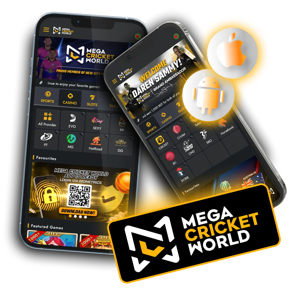 Download Mega Cricket World app for Android and iOS devices.