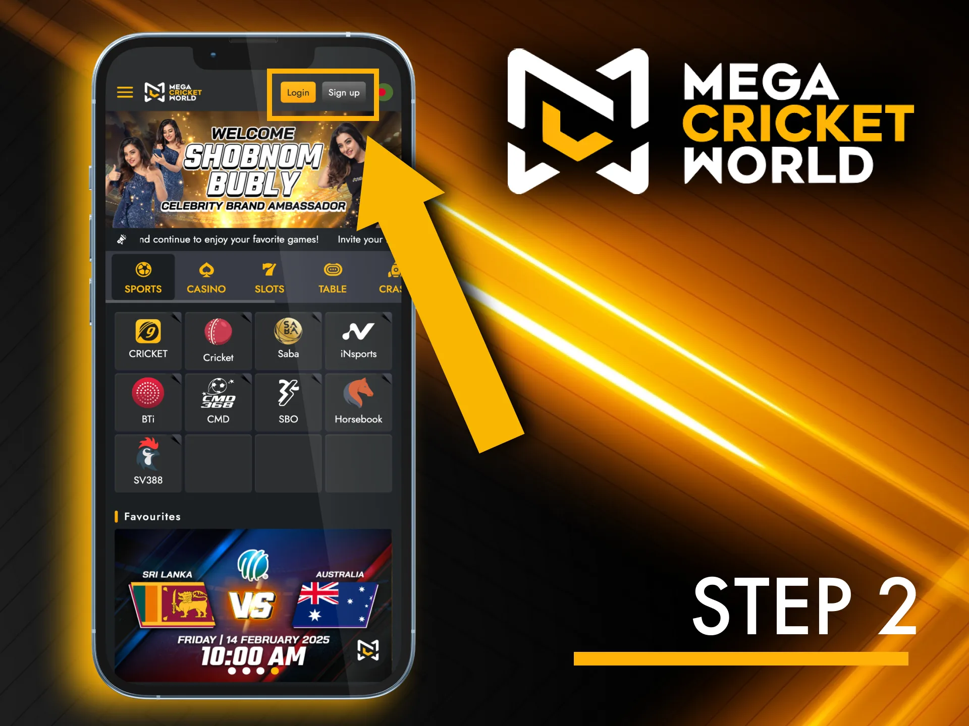 Start your Mega Cricket World registration by clicking 'Sign Up'.