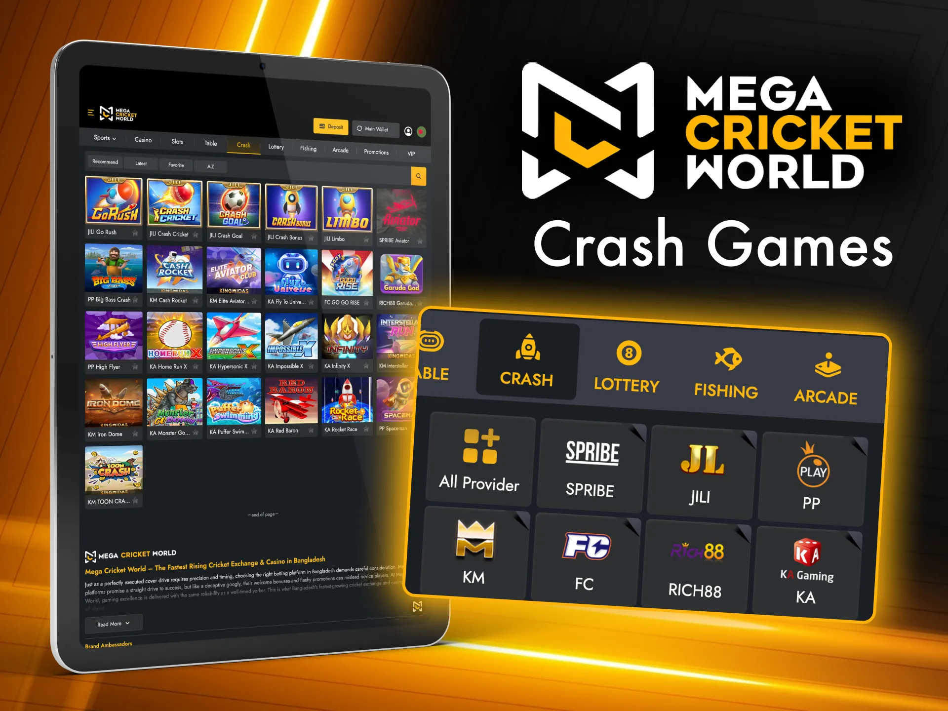 Play crash games at Mega Cricket World: fast and simple with instant results.