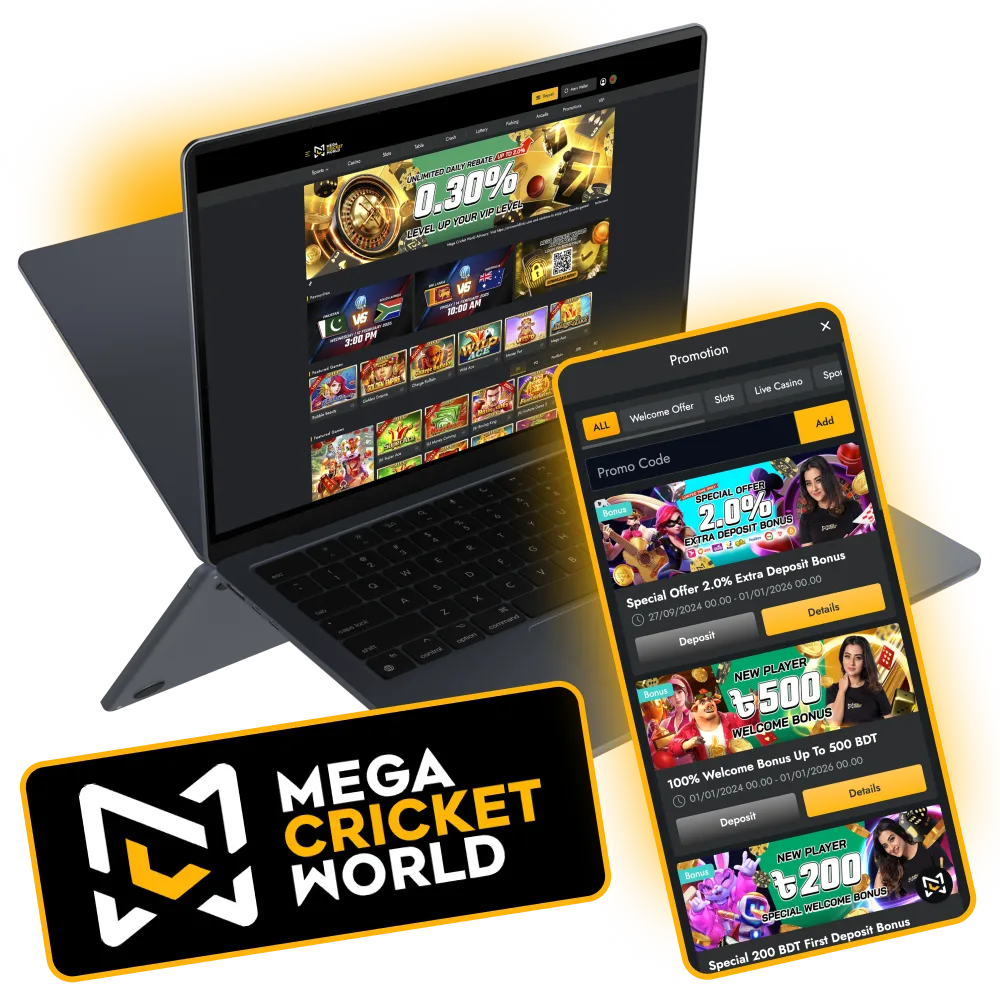 Enjoy top games and sports betting at Mega Cricket World Casino.