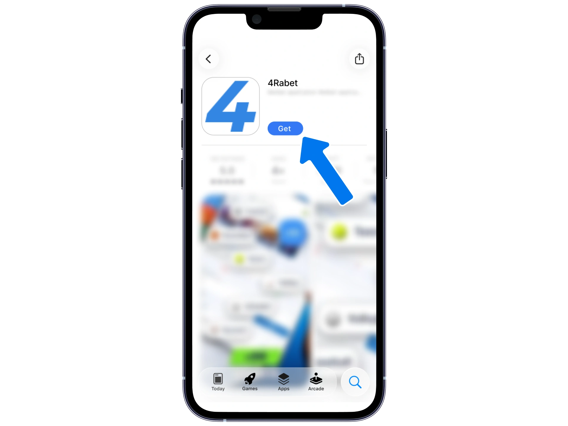 Go to the app store and install 4rabet.