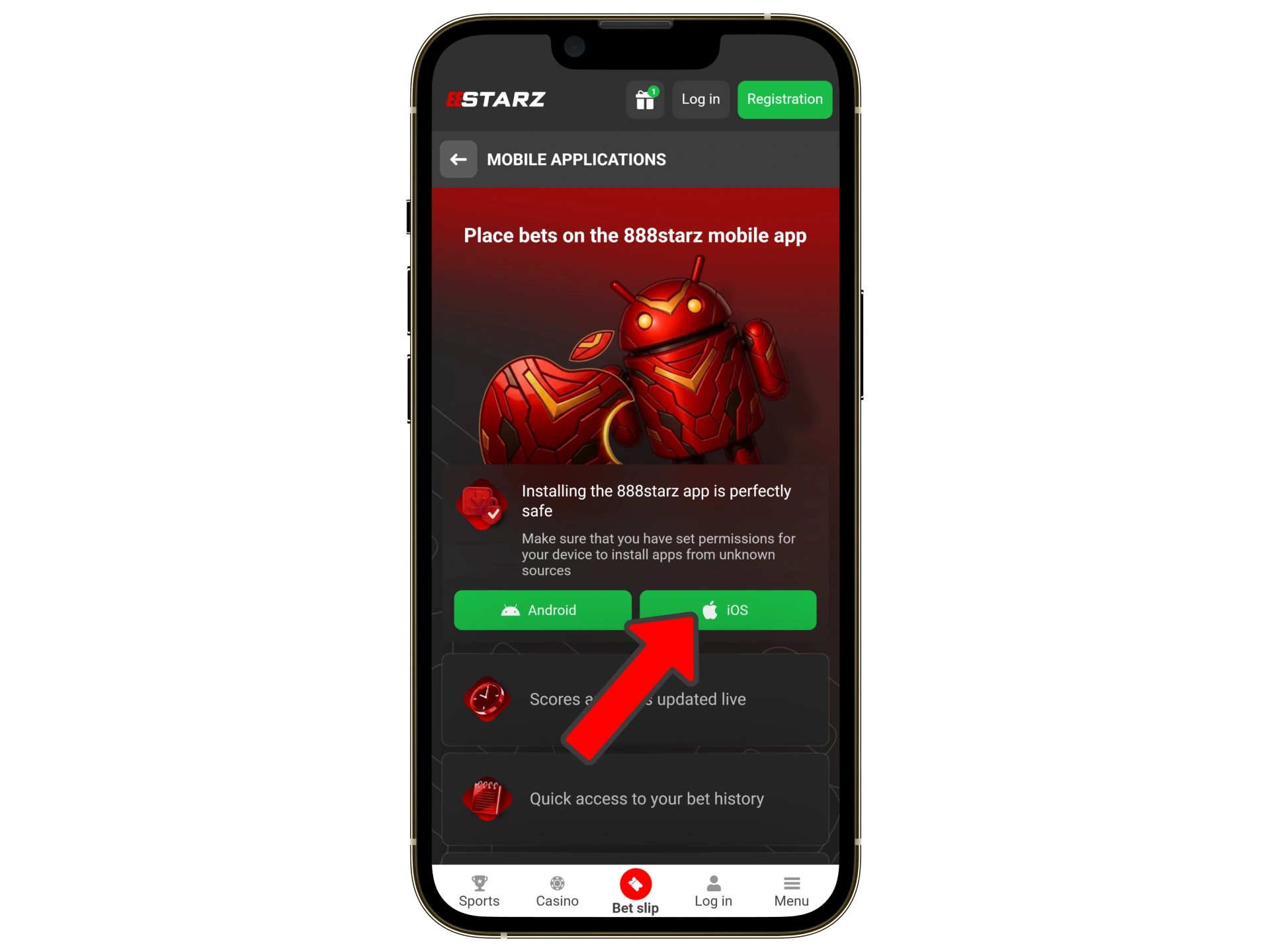 Get the 888Starz app for iOS devices.