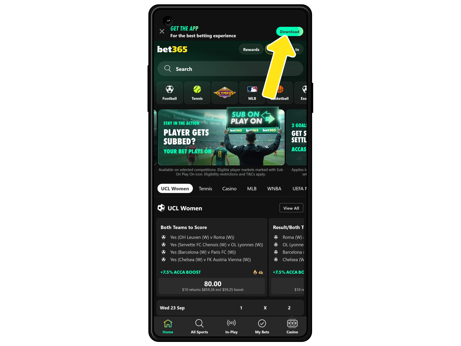 Download the Bet365 Android APK file on your phone.