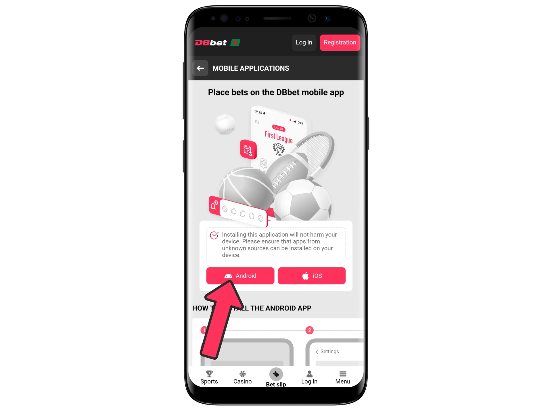 For Android, click the button and download the Double Bet APK file.