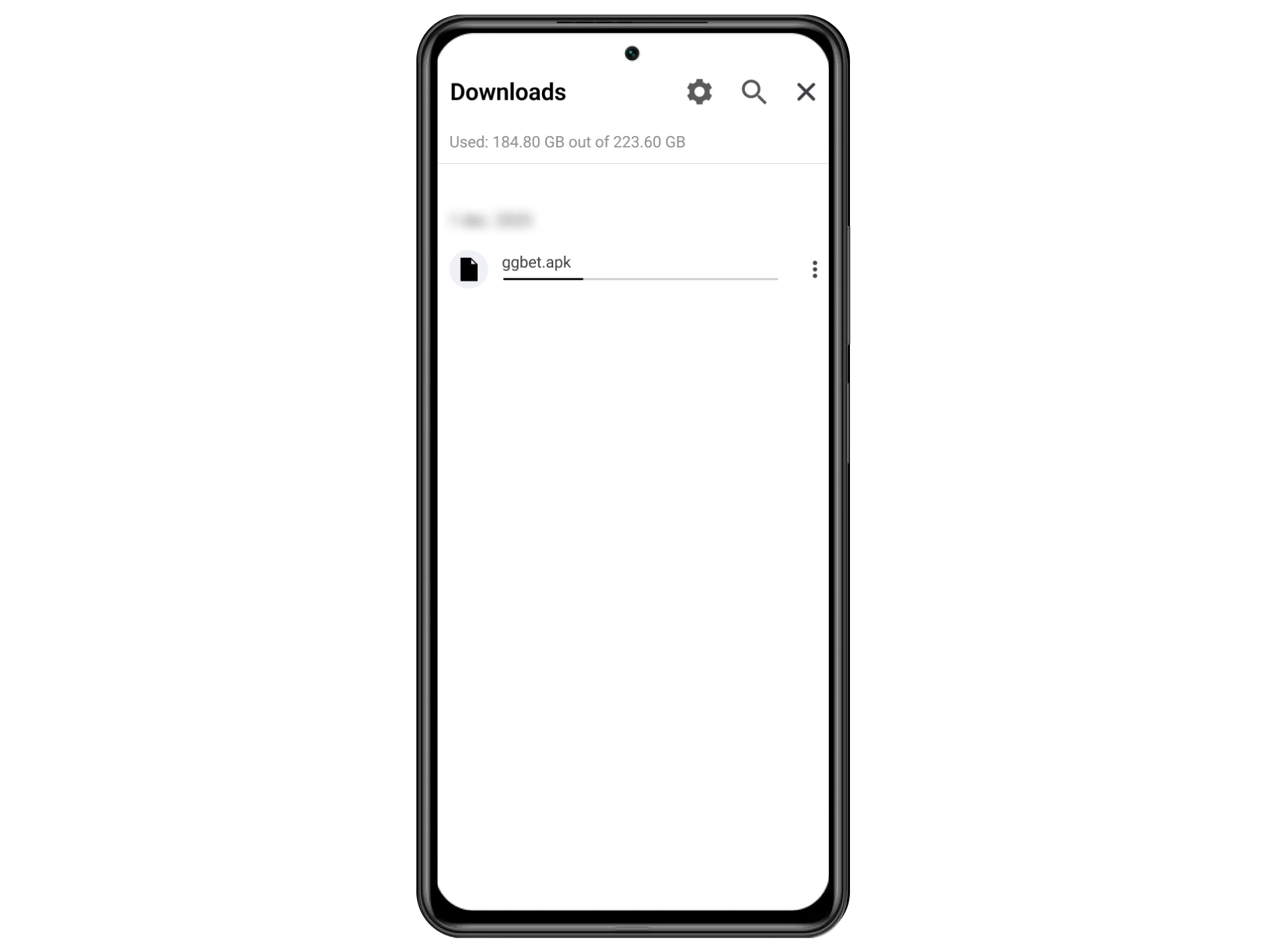 Open the downloads folder and wait for the GGbet APK file to download.
