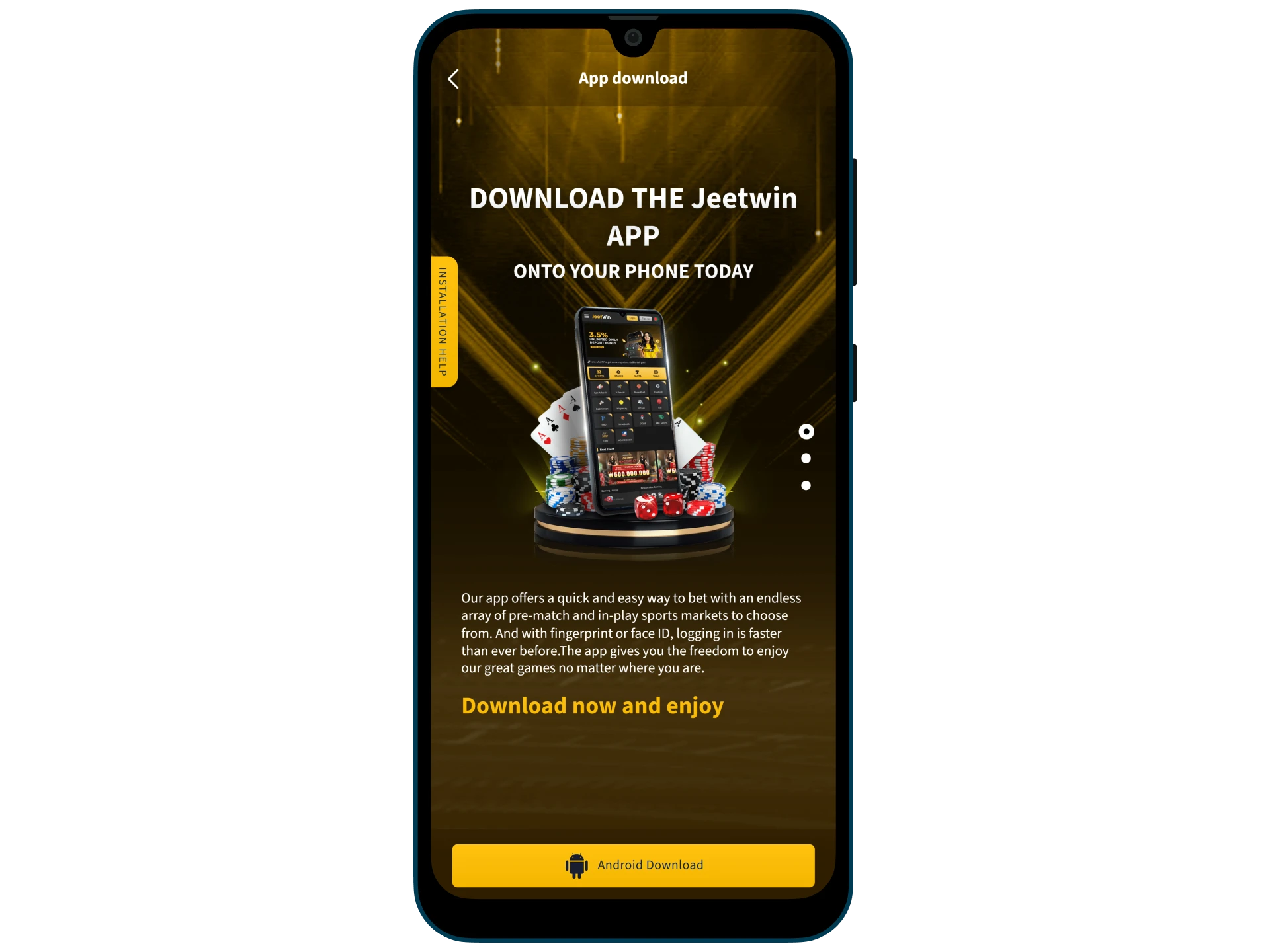 Search for the Android App section and download JeetWin.