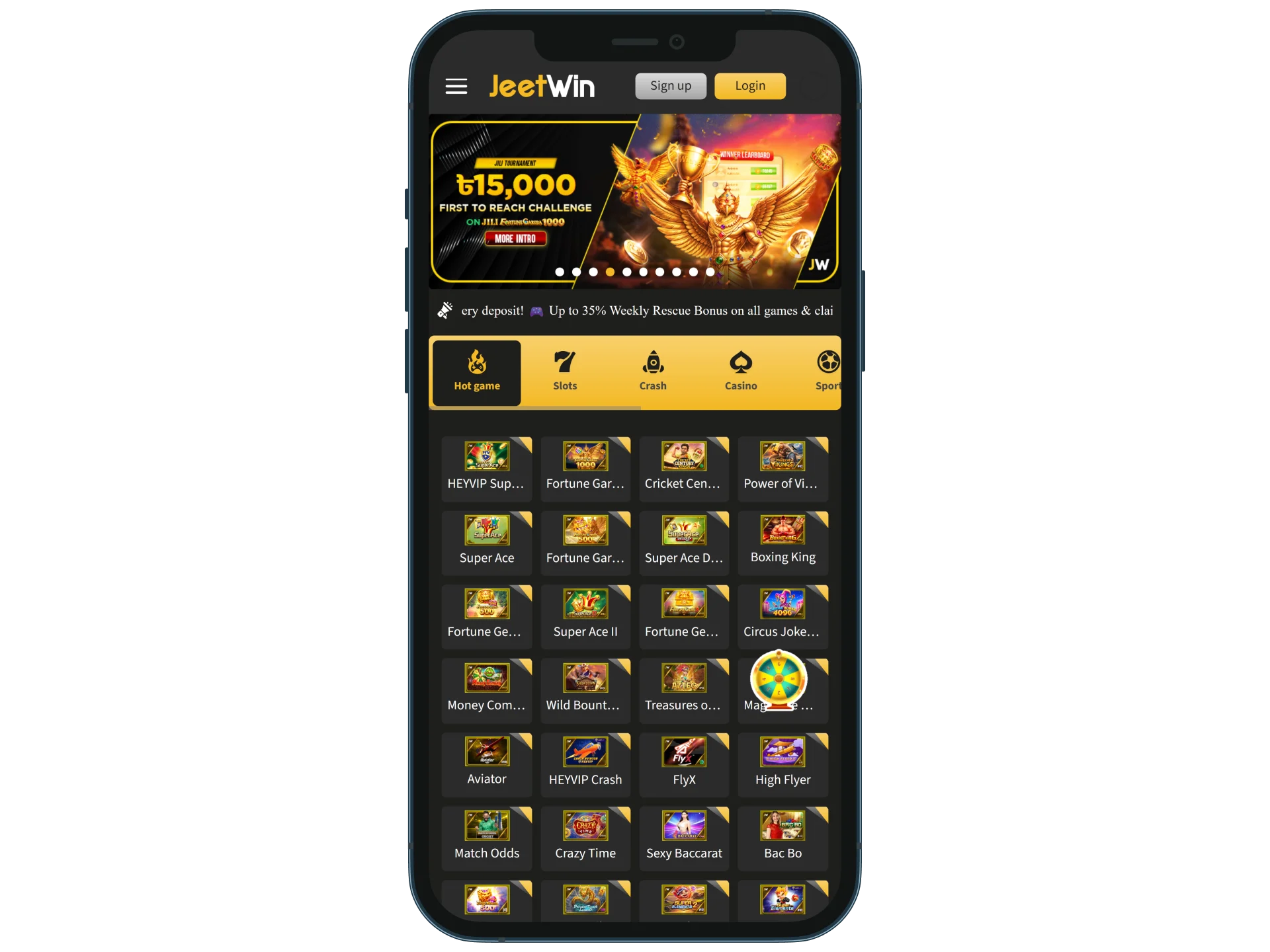 Open the JeetWin website in the Safari browser.