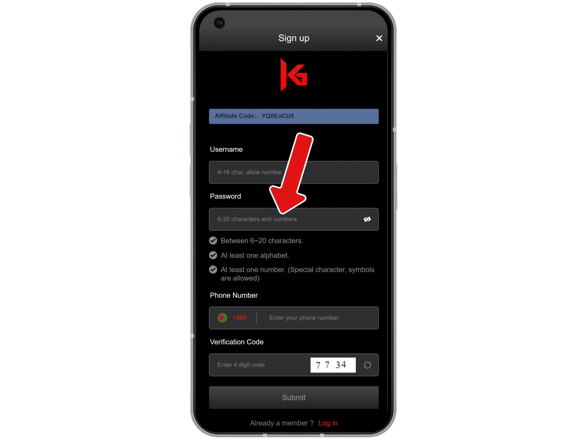 "Choose a strong password for your Khelaghor account security.