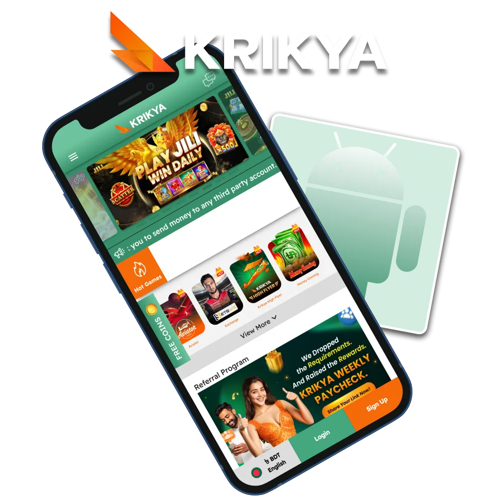 Get the Krikya mobile version and enjoy betting.